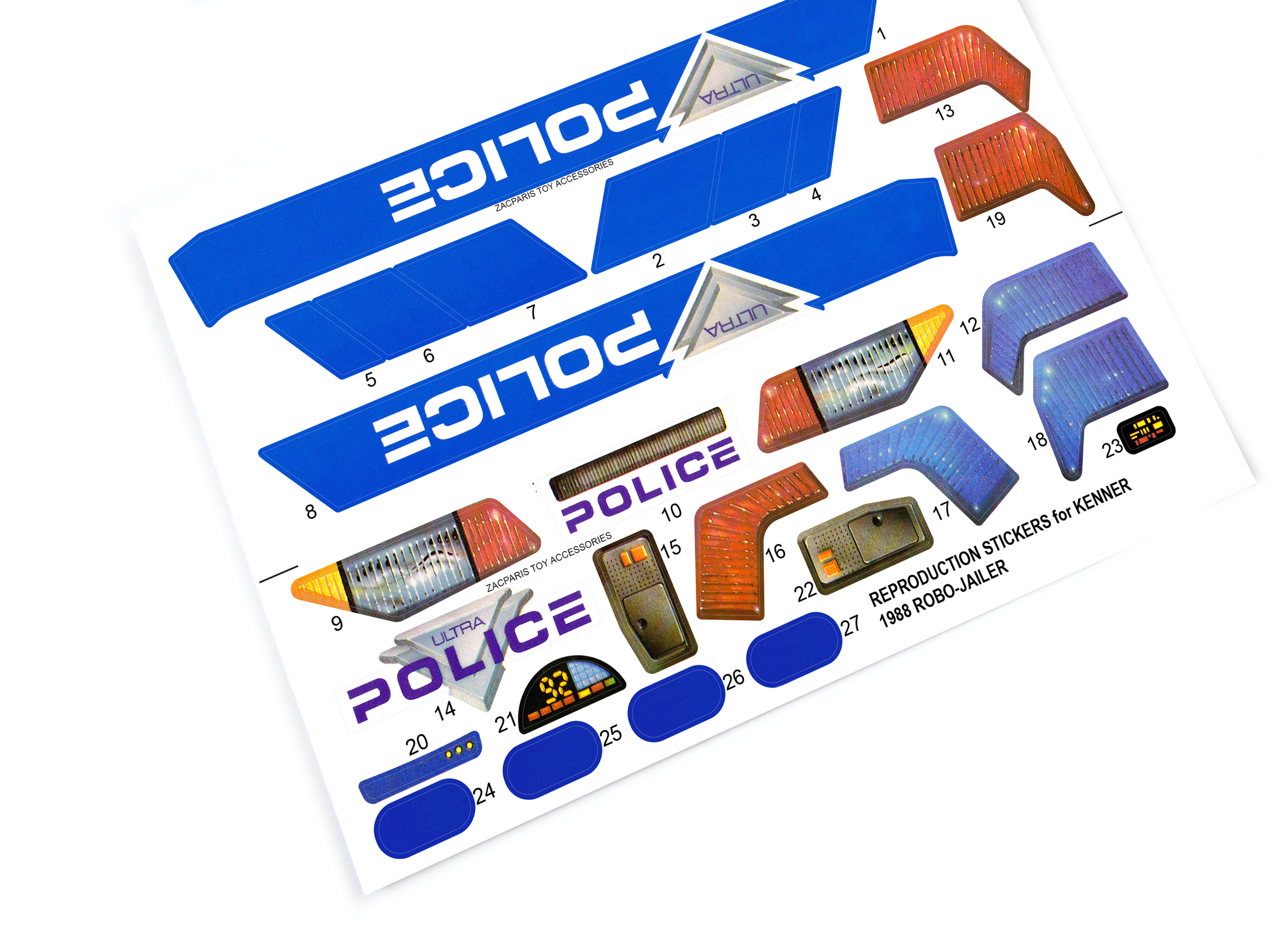 Kenner 1988 Robocop Ultra Police Robo-Jailer stickers