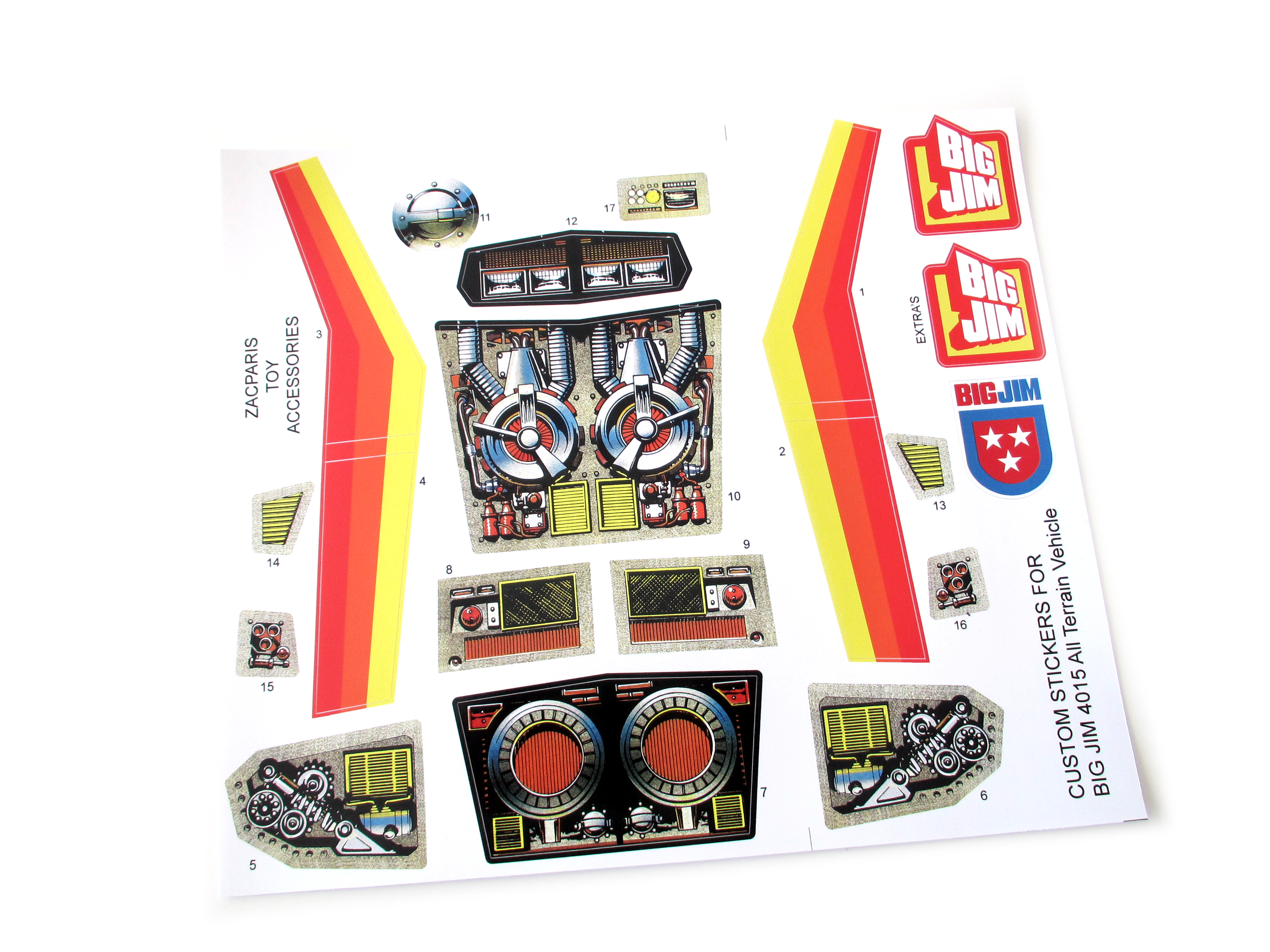 Mattel 1981 Big Jim All Terrain Vehicle stickers Ref: 4015