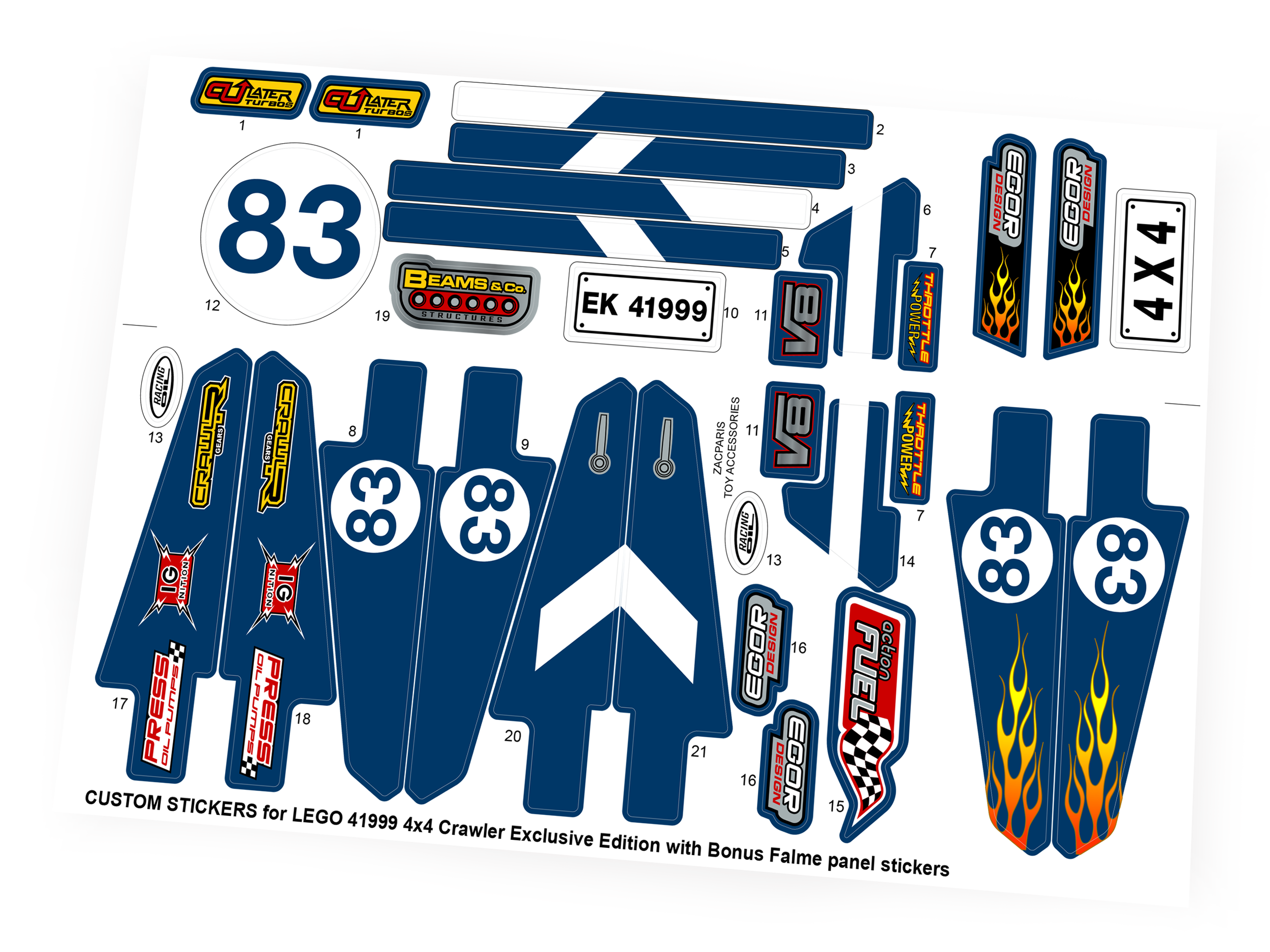 Custom stickers for Set 41999 4 x 4 Crawler Exclusive Edition with Bonus!