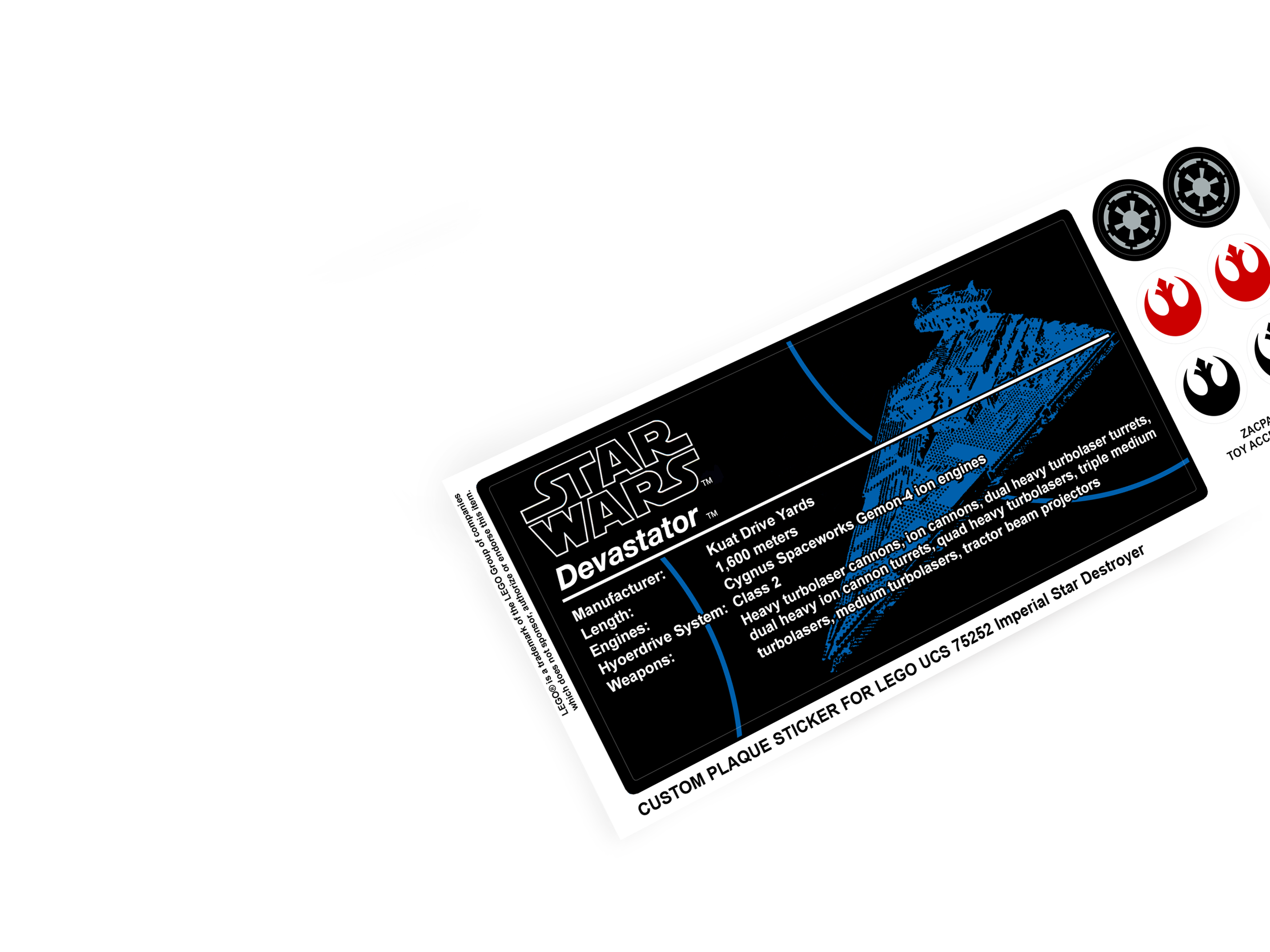 Lego 75252 Imperial star destroyer stickers