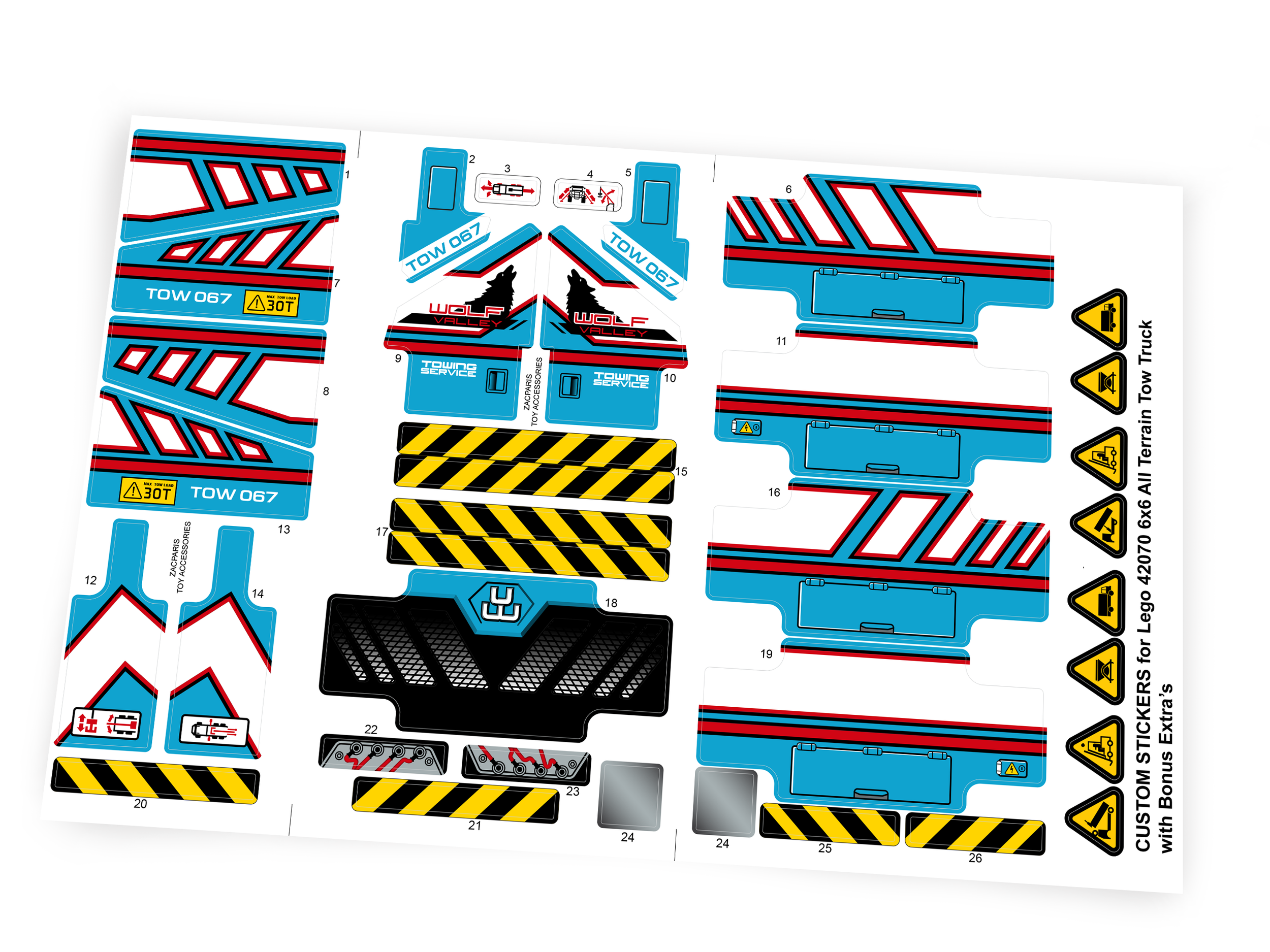 Custom stickers for Set 42070 6x6 All Terrain Tow Truck with Bonus!