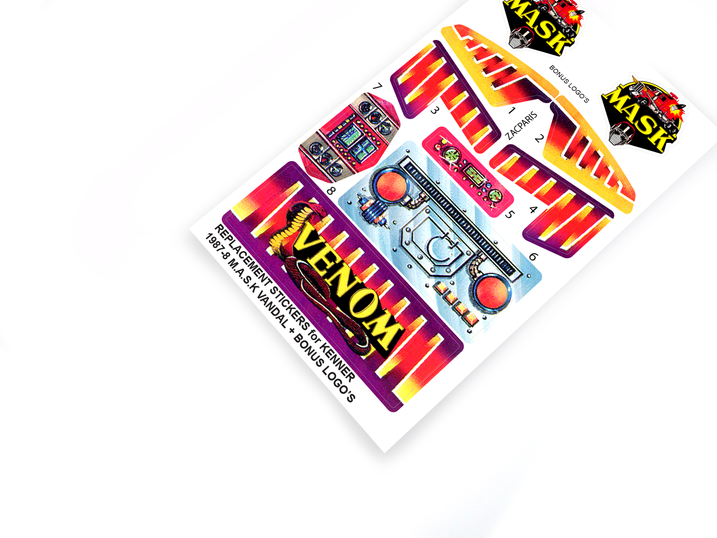 Kenner M.A.S.K Firecracker stickers