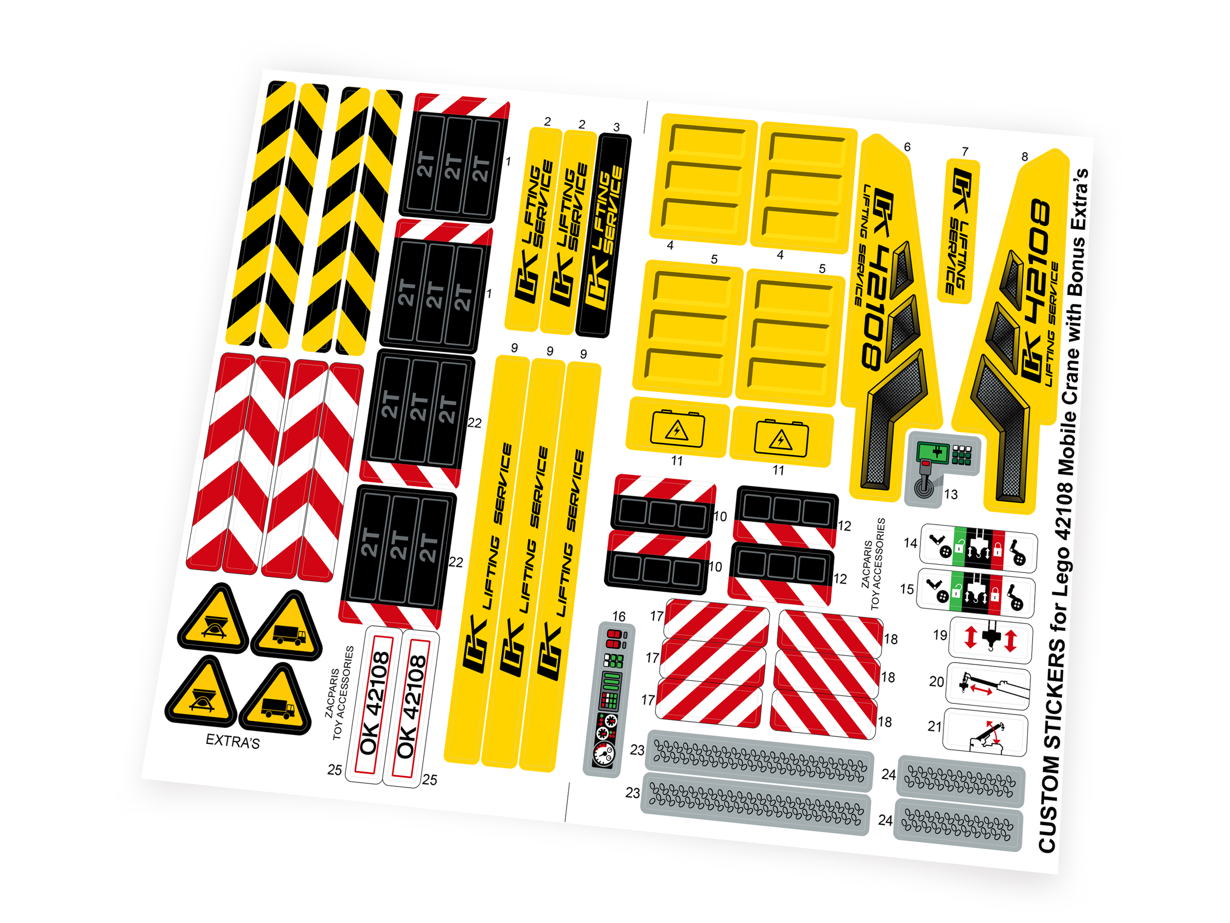 Custom stickers for Set 42108 Mobile Crane with Bonus!