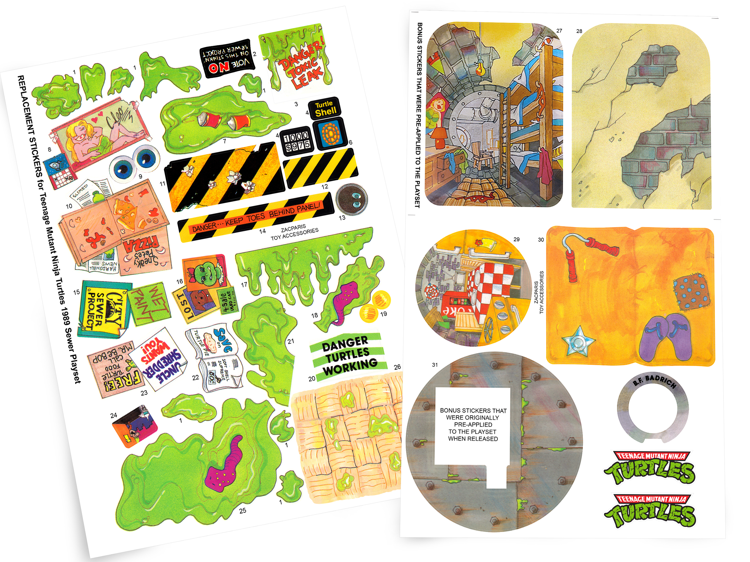 Playmates 1989 TMNT Teenage Mutant Ninja Turtles Sewer Playset stickers - 3 Purchase Options