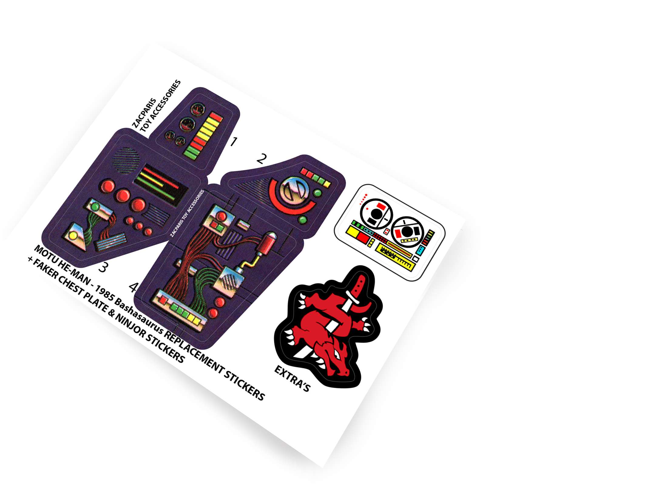 MOTU He-man Masters of the universe Bashasaurus stickers