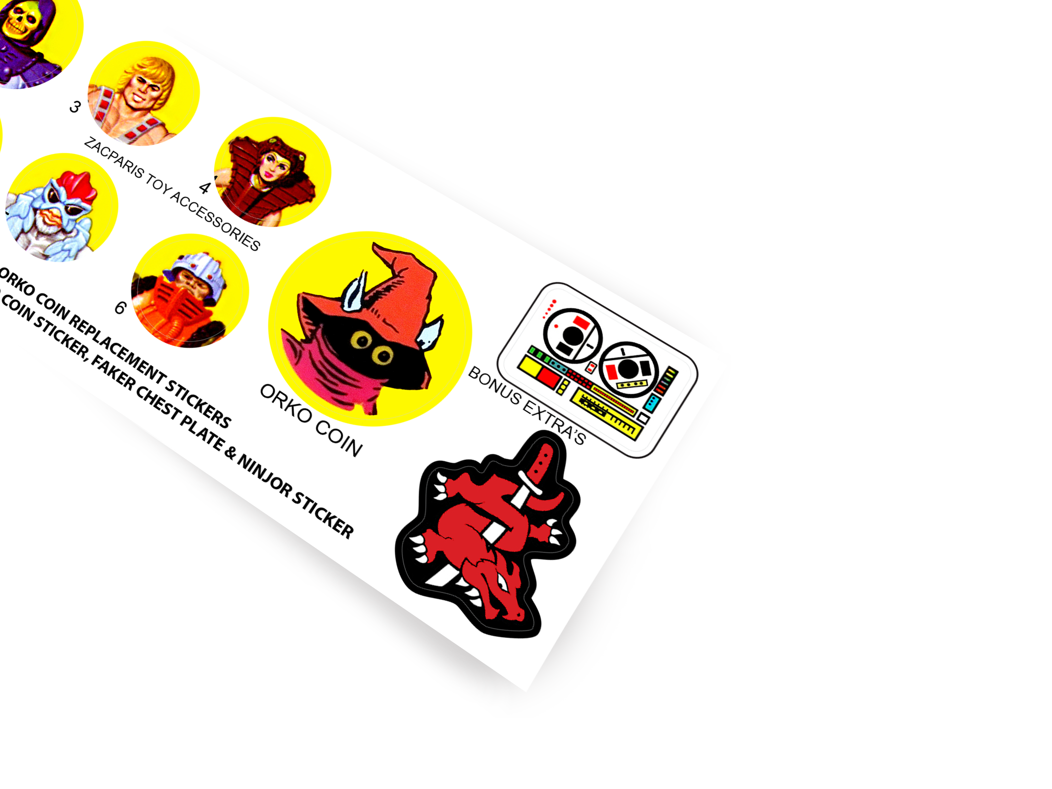 MOTU He-man Masters of the universe ORKO tokens stickers