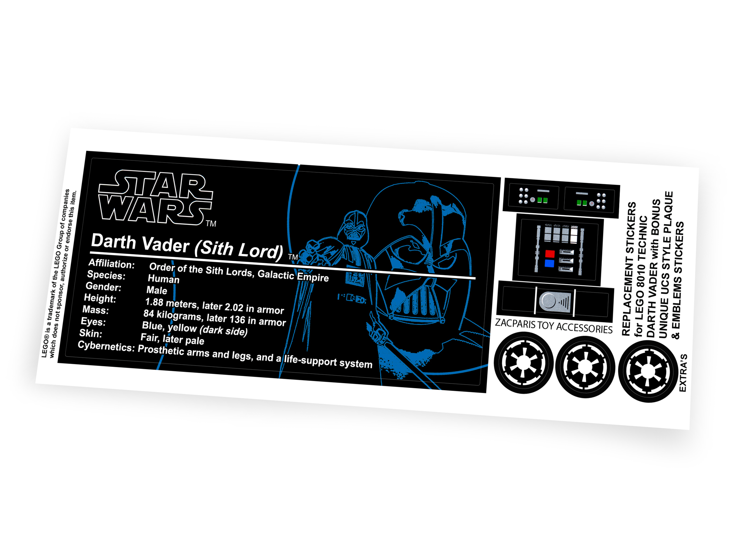 Lego 8010 Darth Vader stickers