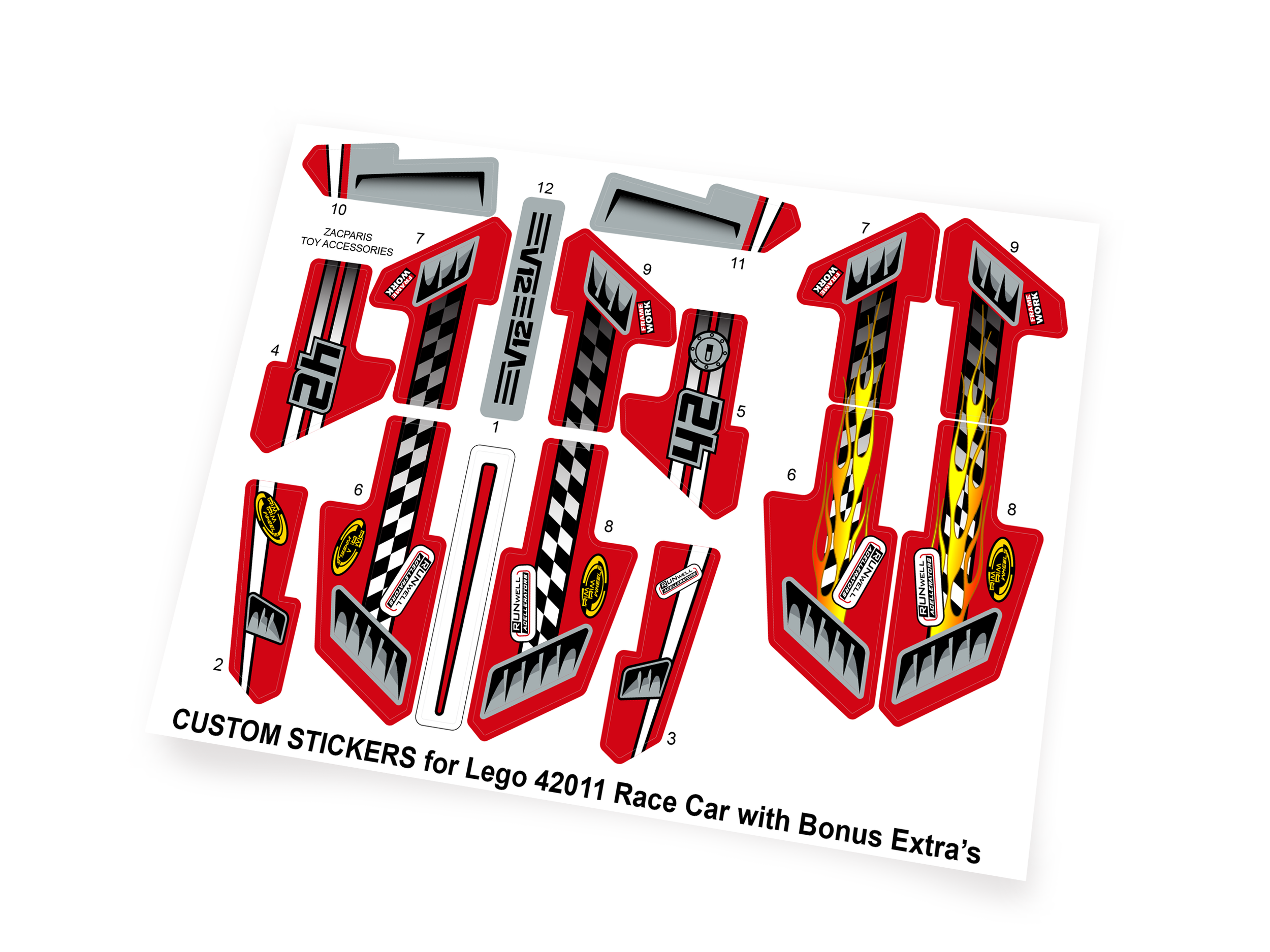 Custom stickers for Set 42011 Race Car with Bonus!