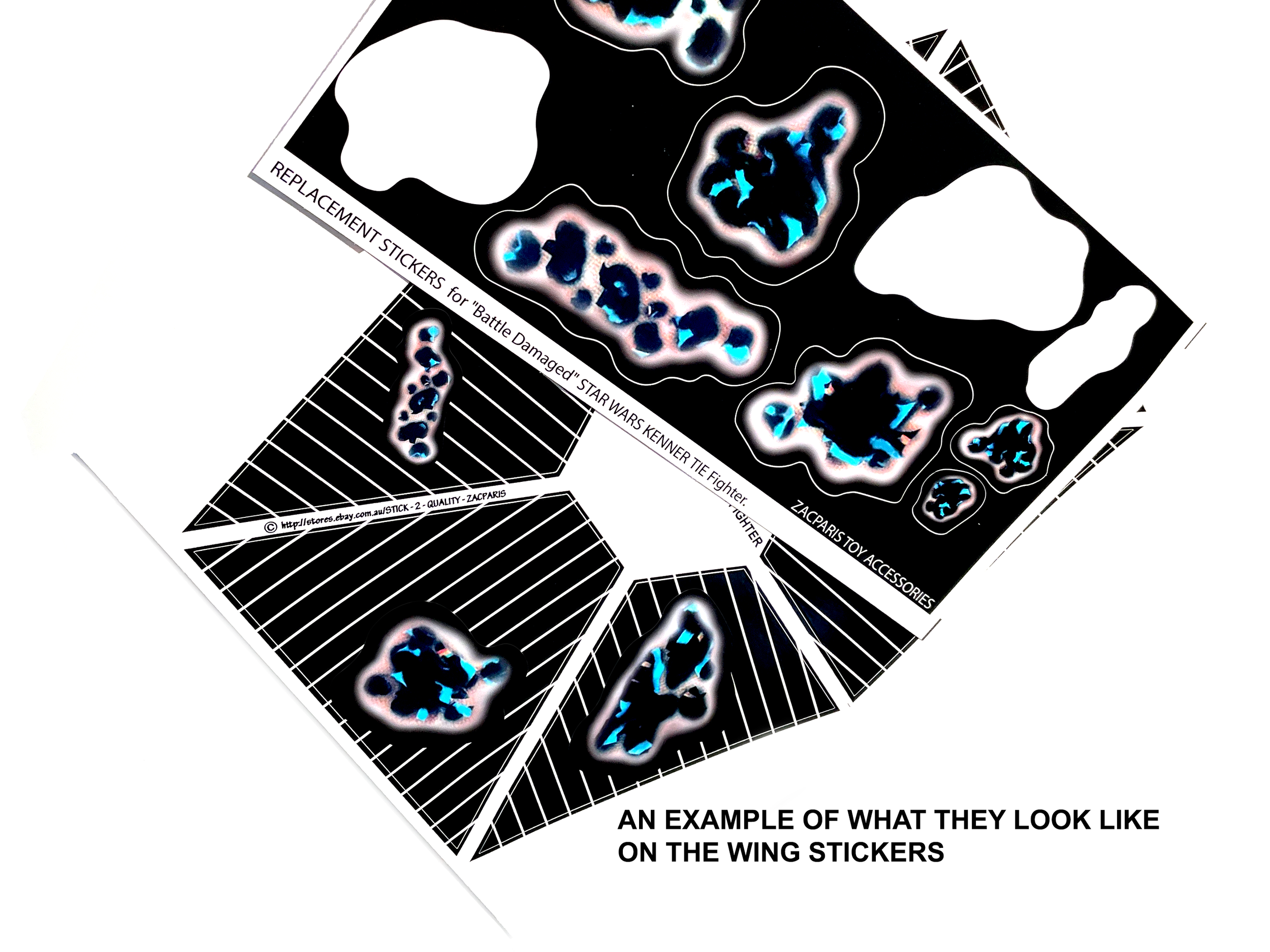 Star Wars Kenner Imperial Tie Fighter Battle damage stickers