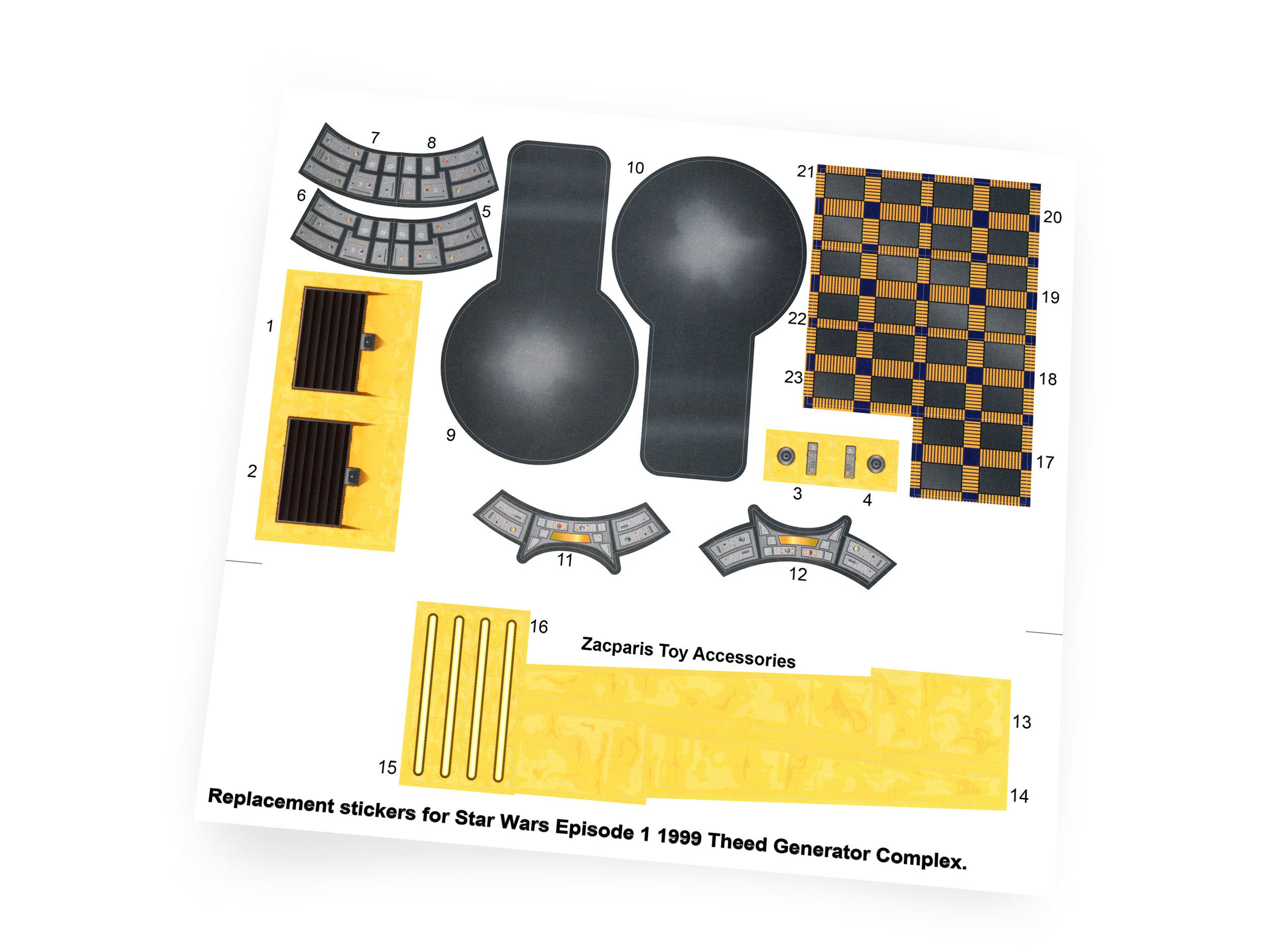 Hasbro Star Wars 1999 Hasbro Episode 1 Theed Generator Complex stickers