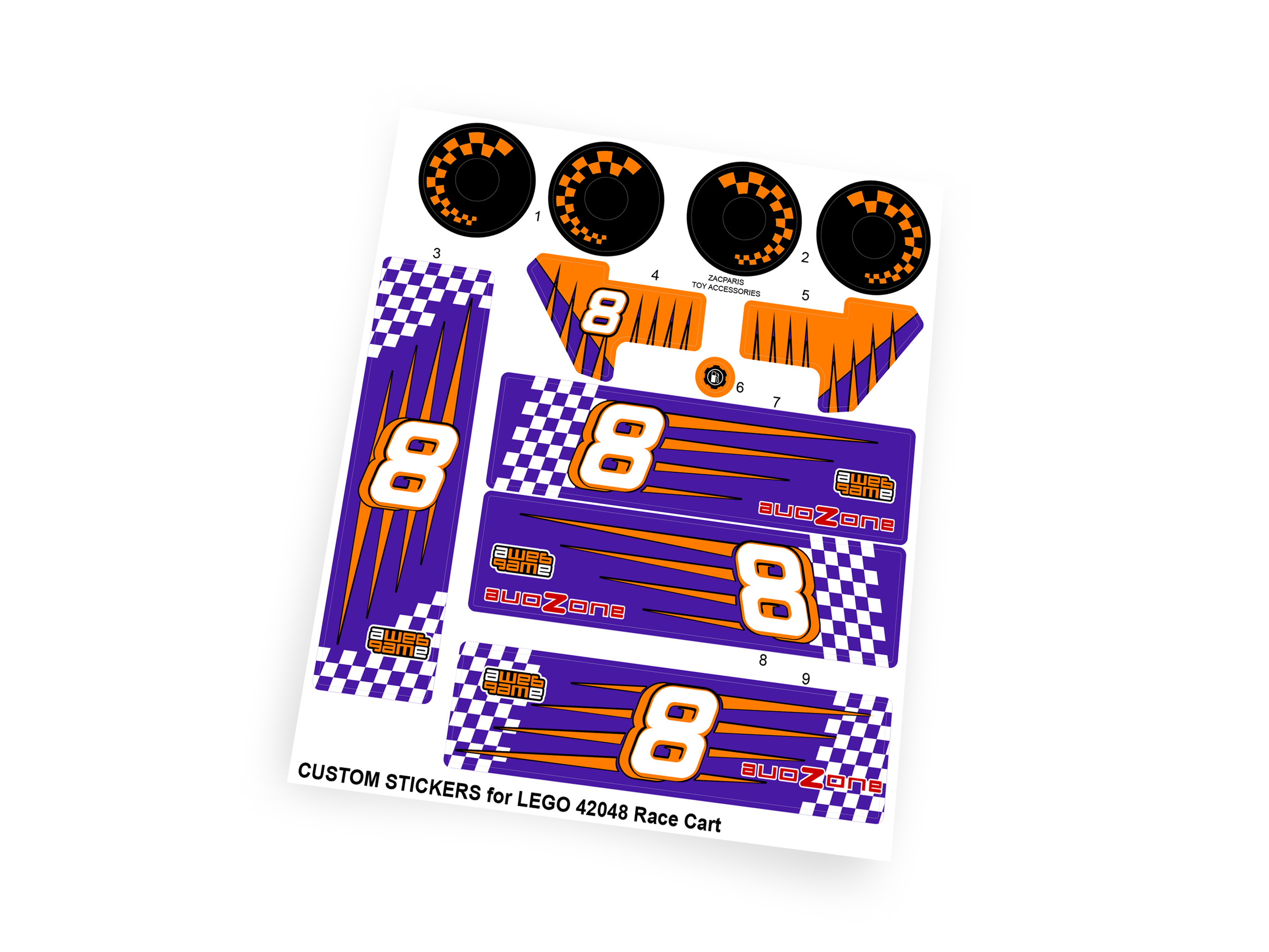 Custom stickers for Set 42048 Race Kart