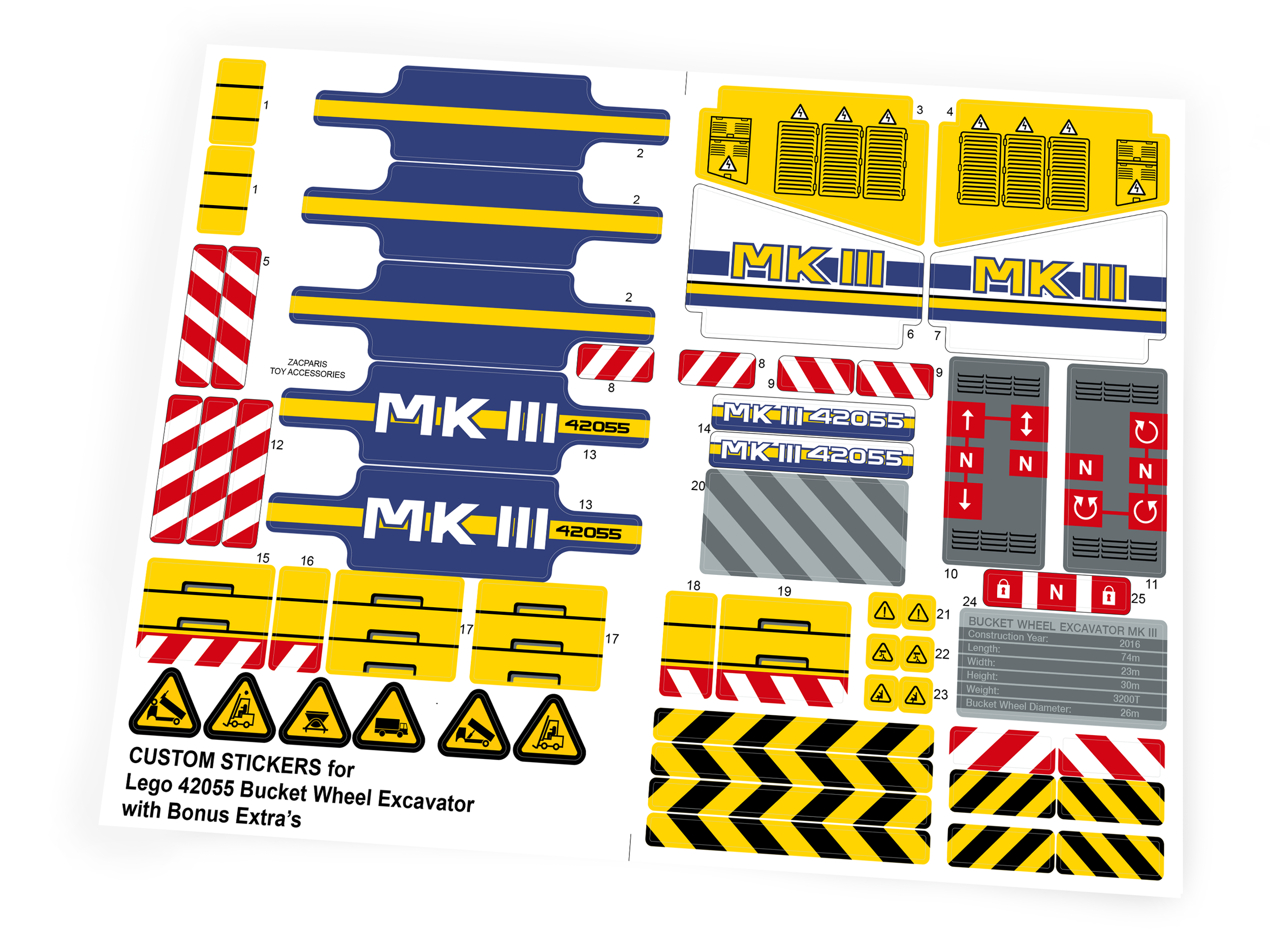 Custom stickers for Set 42055 Bucket Wheel Excavator with Bonus!