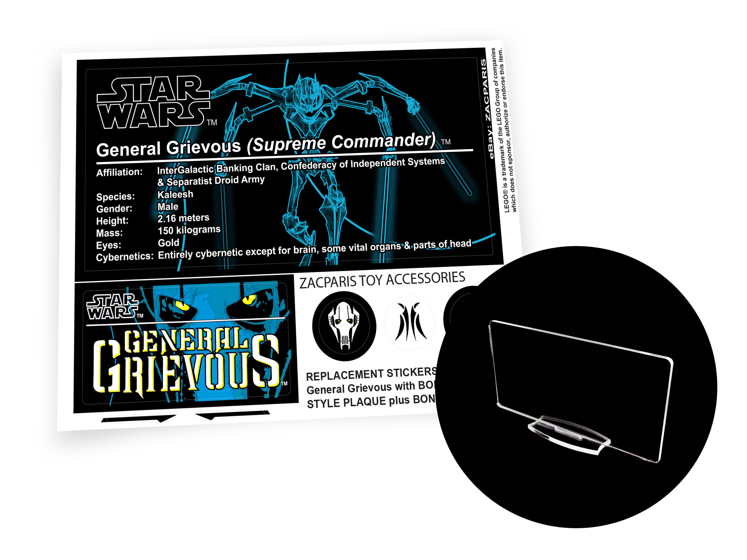 Lego 10186 75112 General Grievous stickers