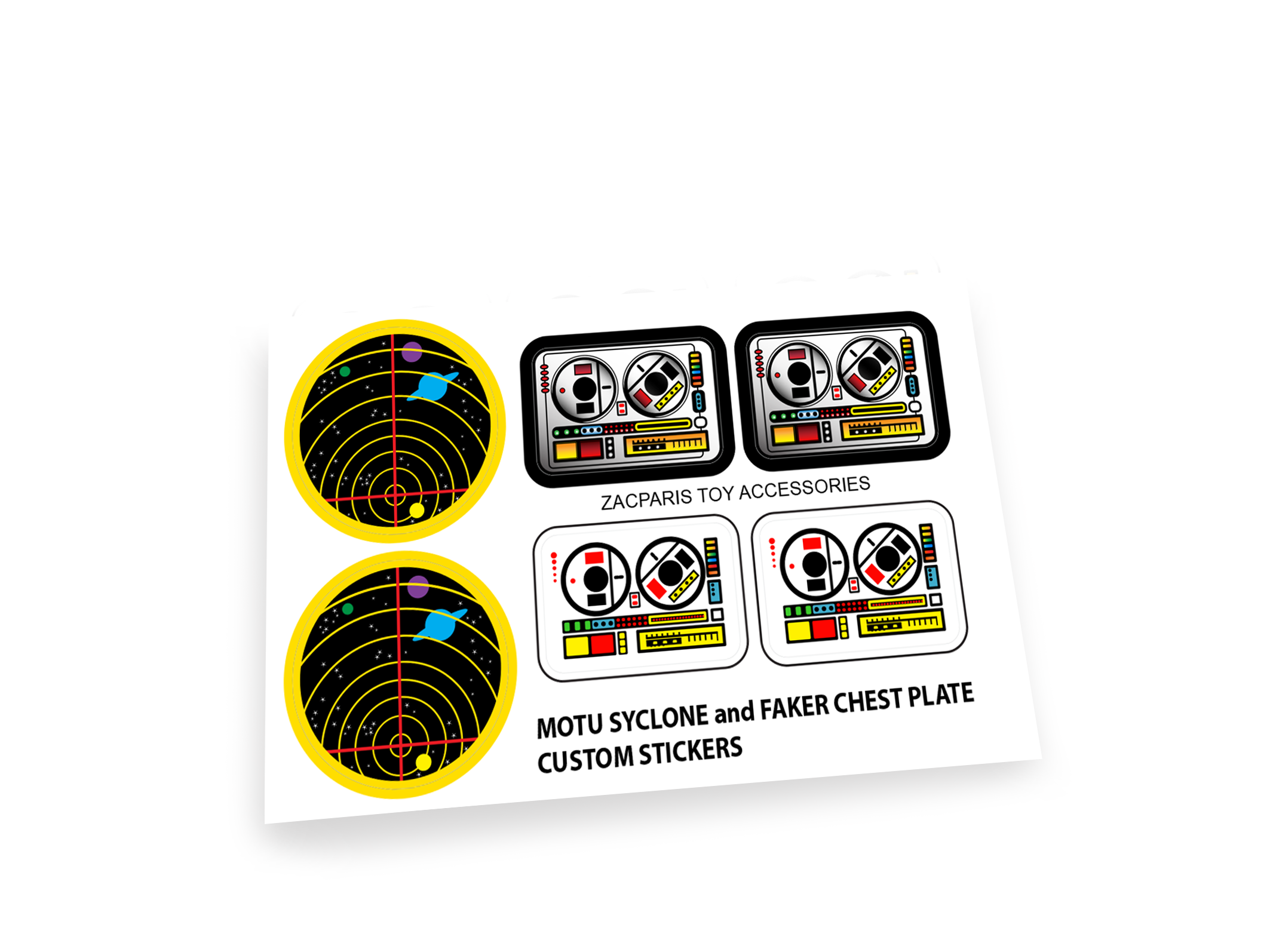 MOTU He-man Masters of the universe Syclone and Faker Chest stickers