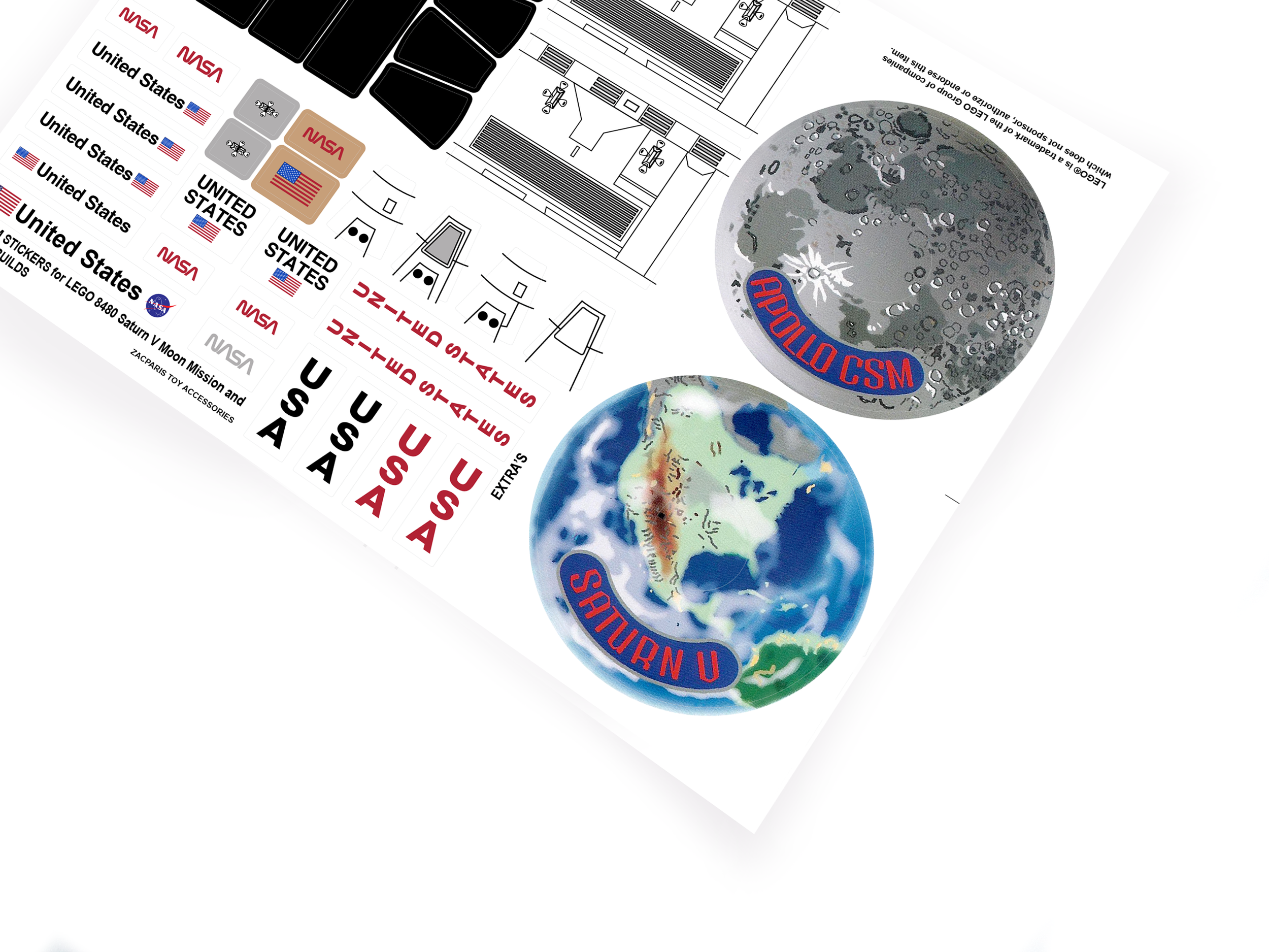 Lego 7468 Saturn V Moon Mission stickers