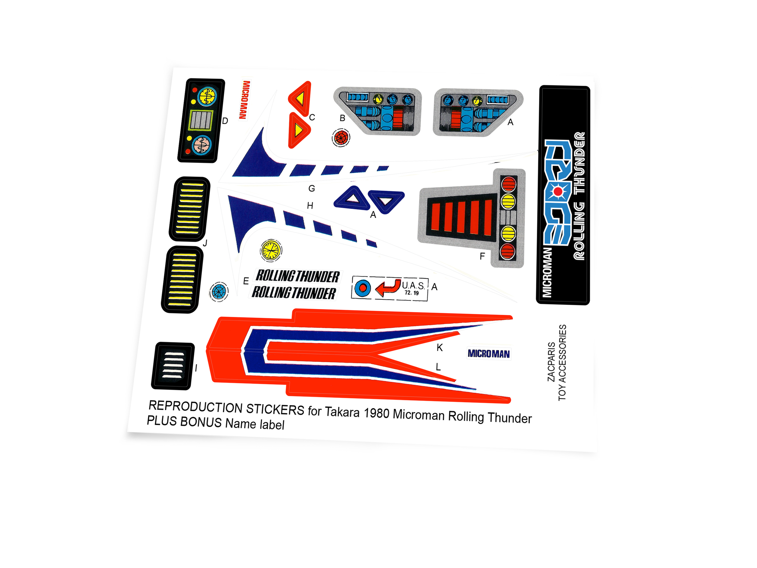 Takara 1979 Microman Micronauts Rolling Thunder sticker