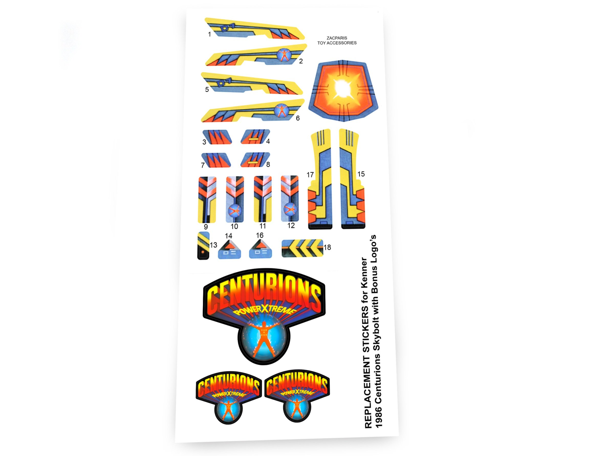 Kenner Centurions Skybolt stickers
