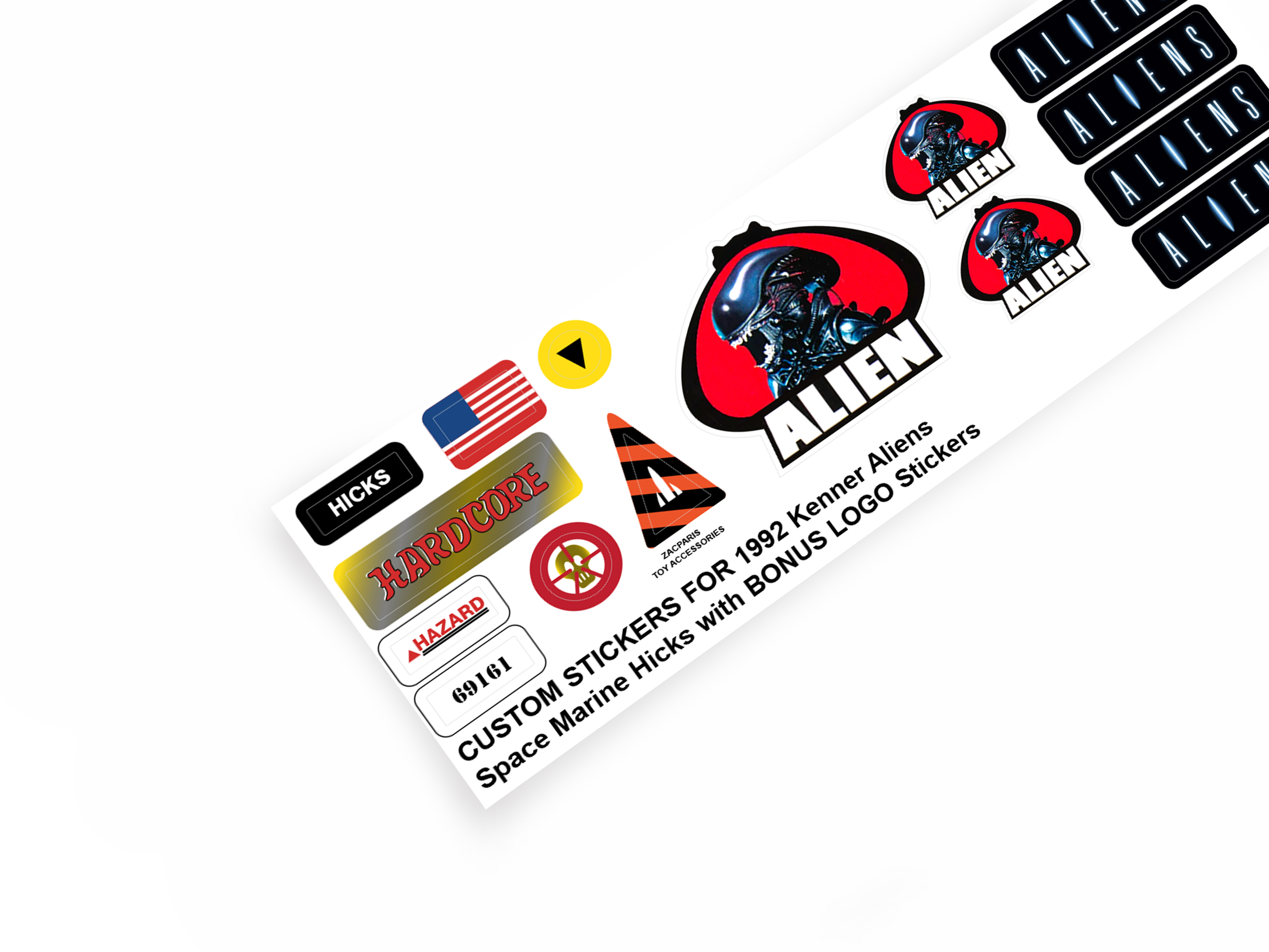 Kenner Aliens 1992 Corp. Hicks Space Marine stickers