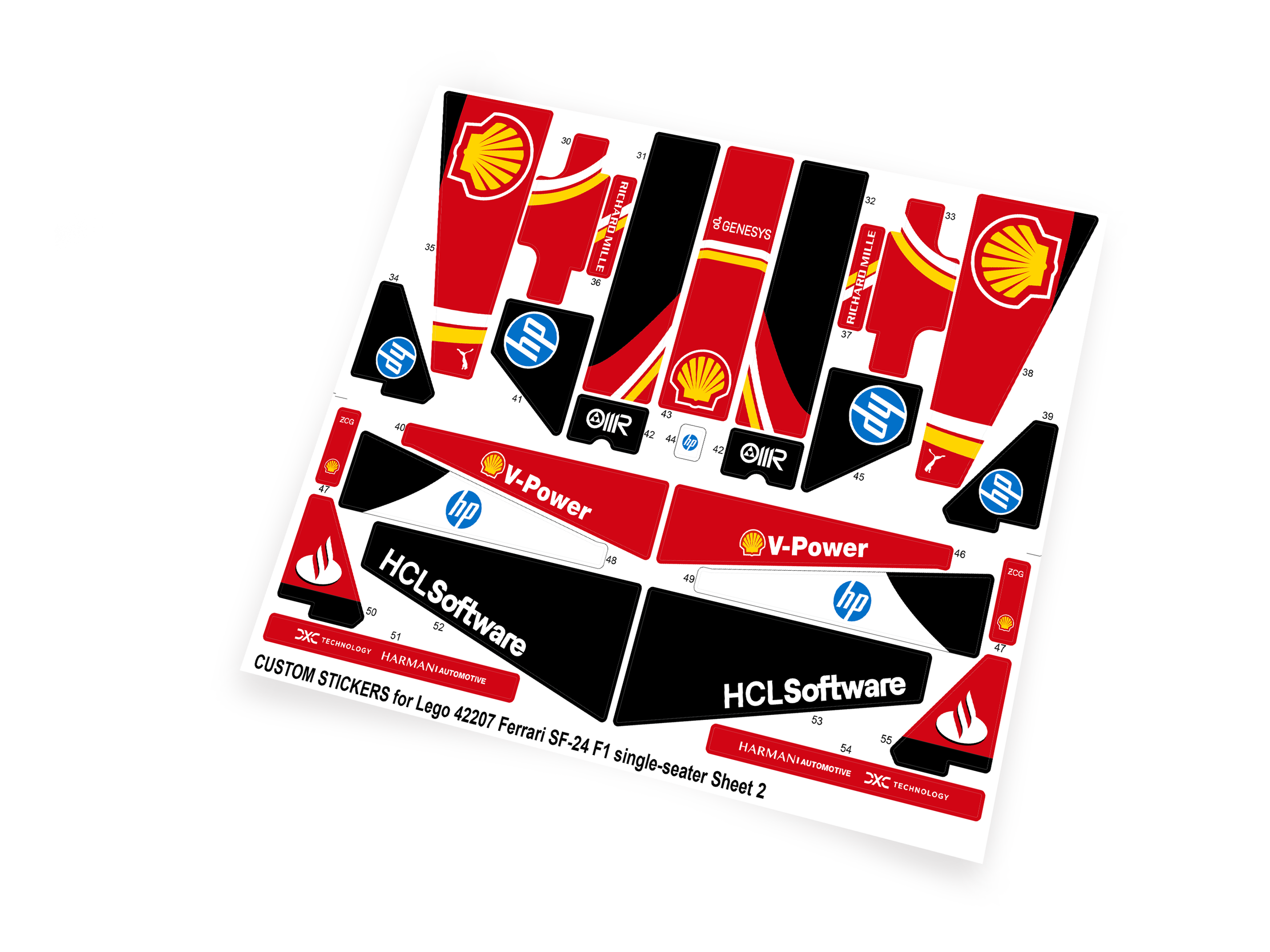 Lego 42207 Ferrari SF-24 F1 single-seater stickers