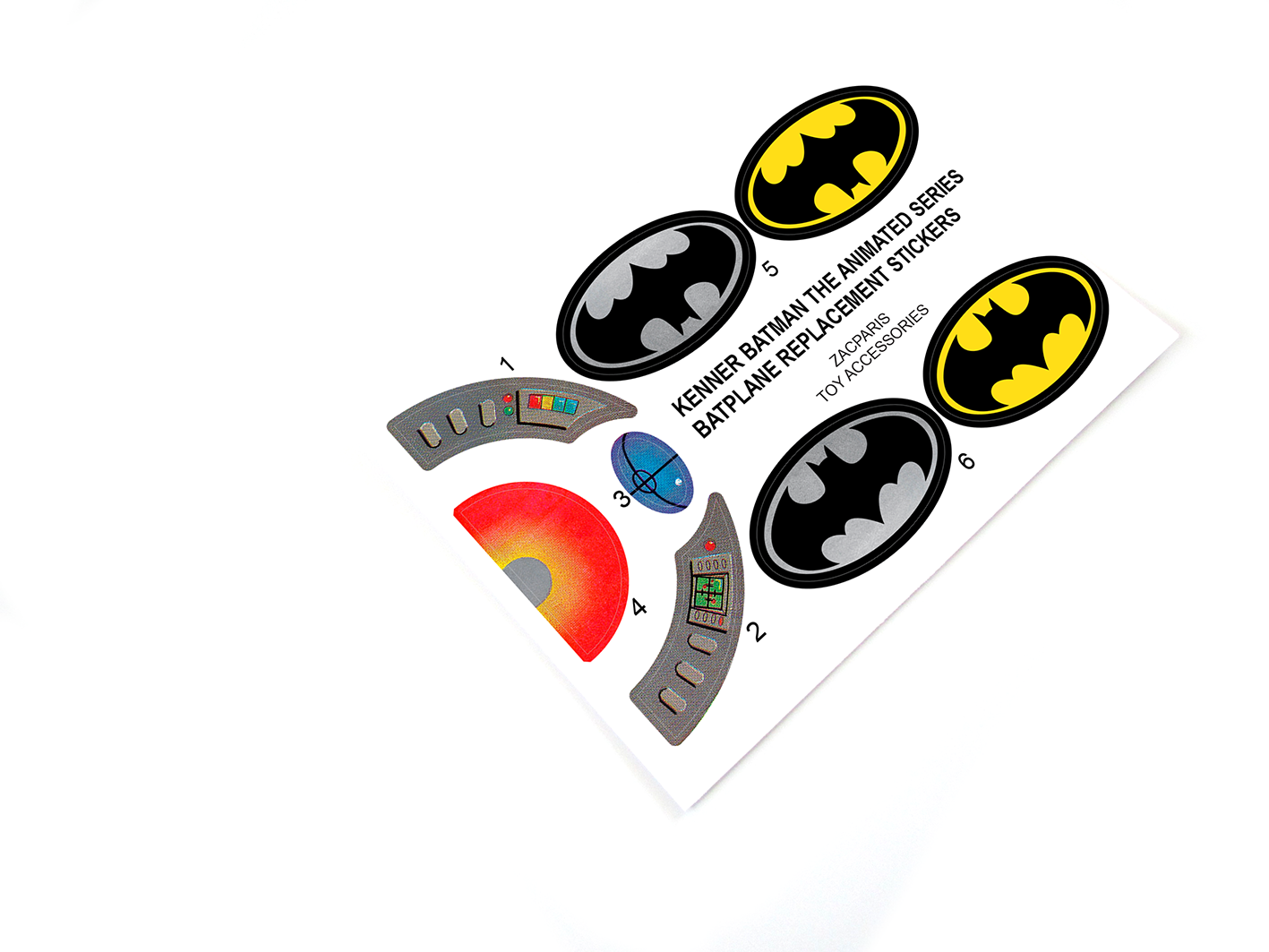Kenner 1993 Batman The Animated Series Batplane Bat Plane stickers stickers
