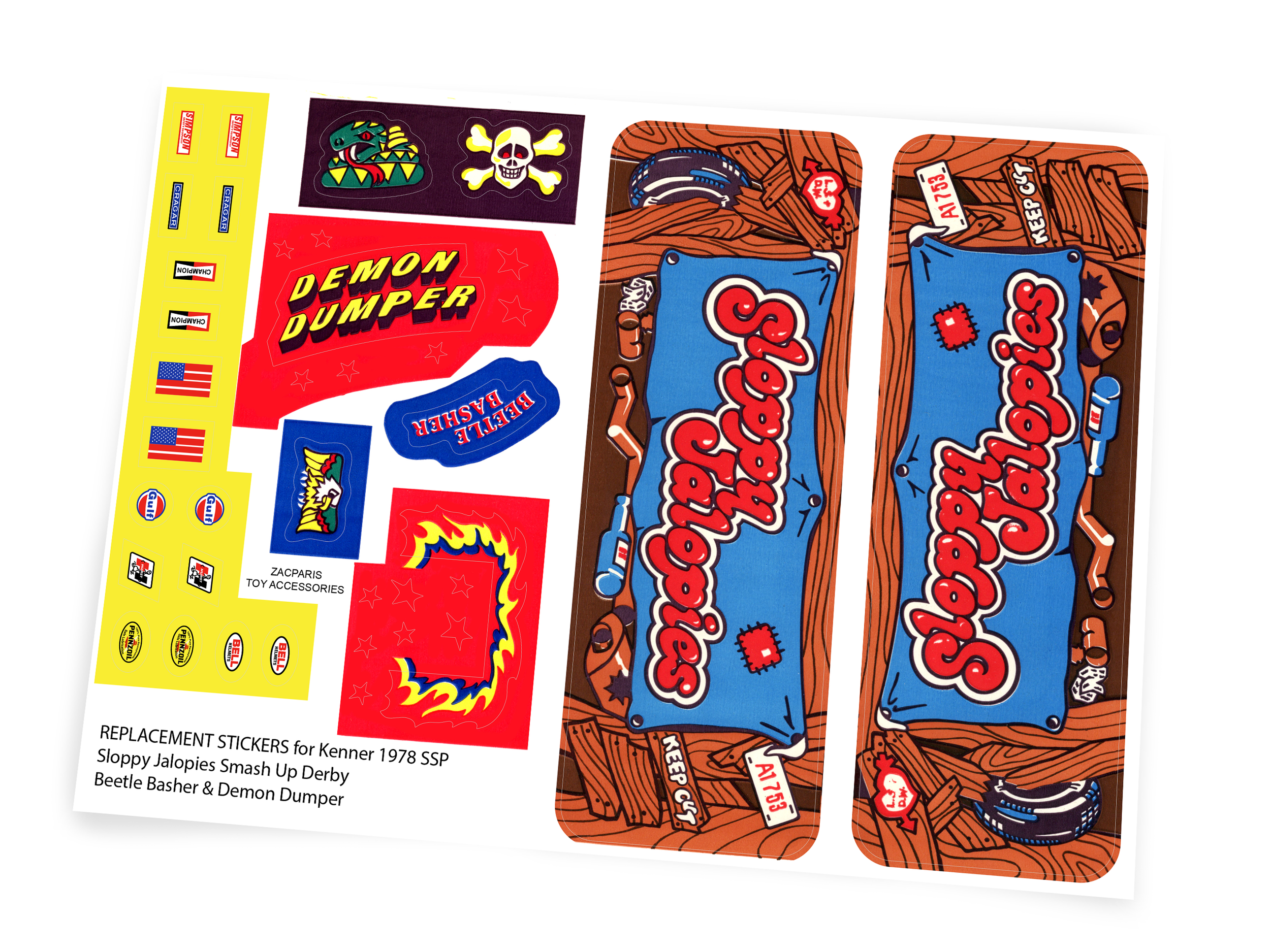 Kenner 1978 SSP Smash-up Derby Sloppy Jalopies sticker sheet