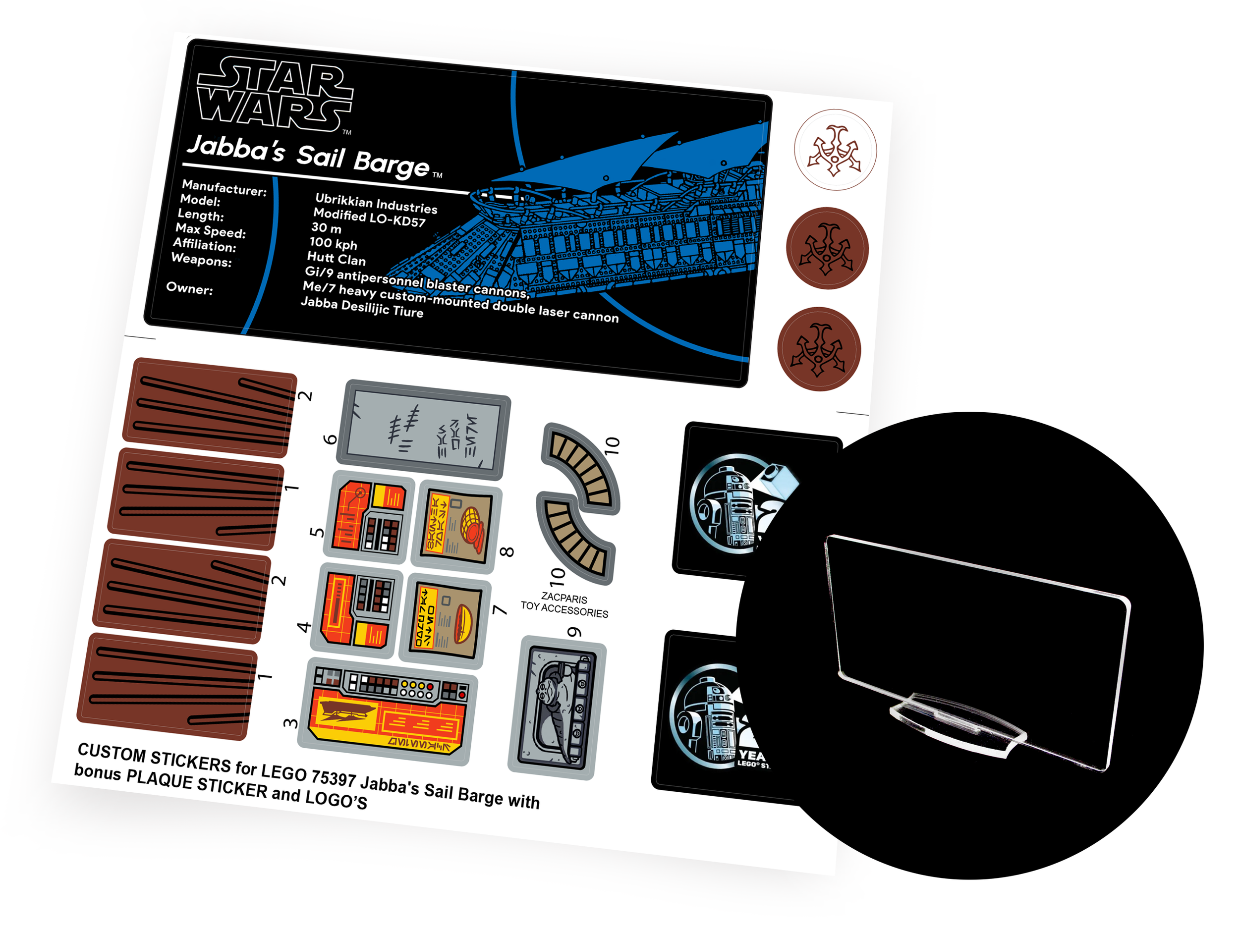 Lego 75397 Jabba's Sail Barge stickers