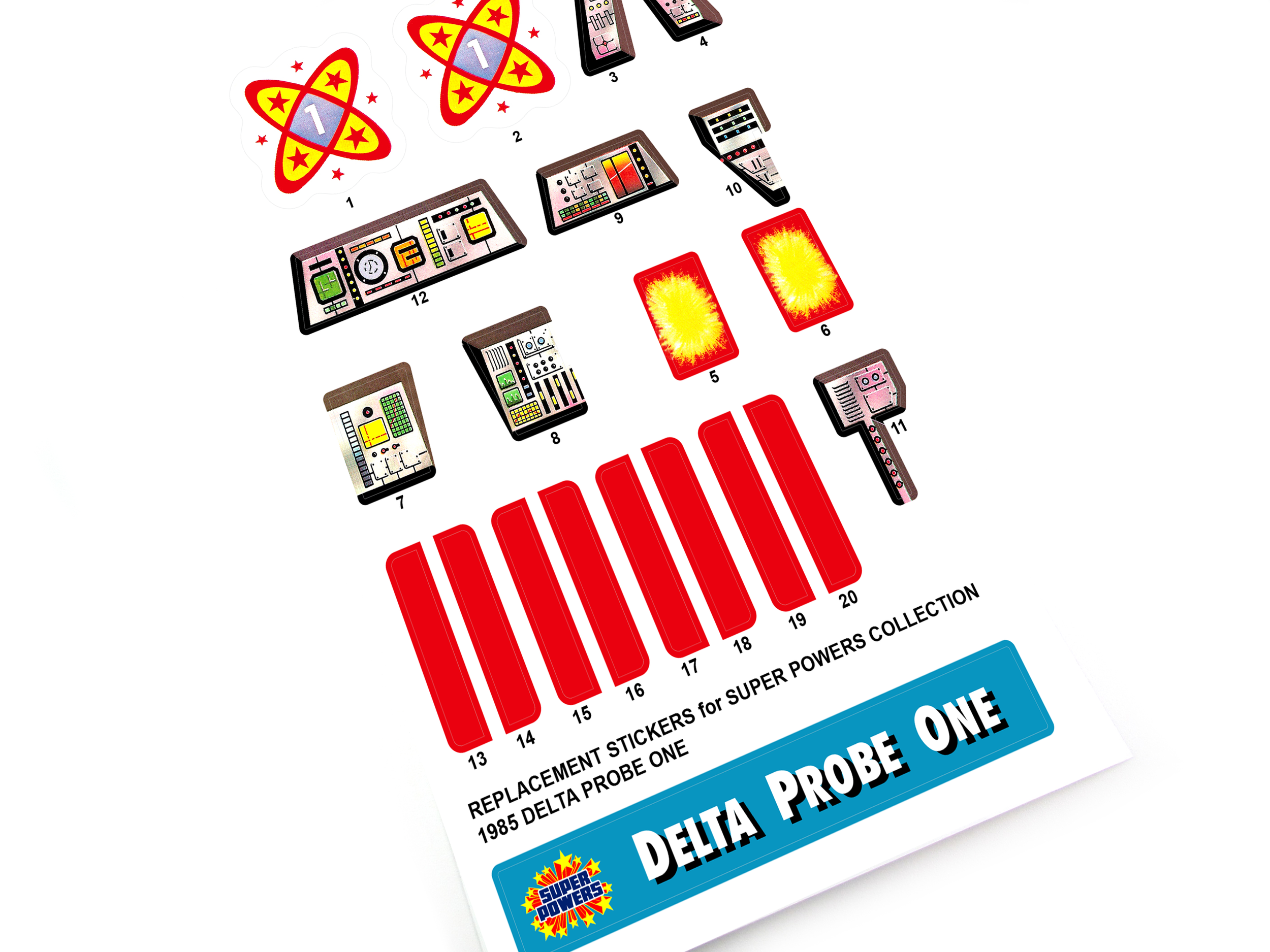 Stickers for Kenner 1985 Super Powers Collection Delta Probe One