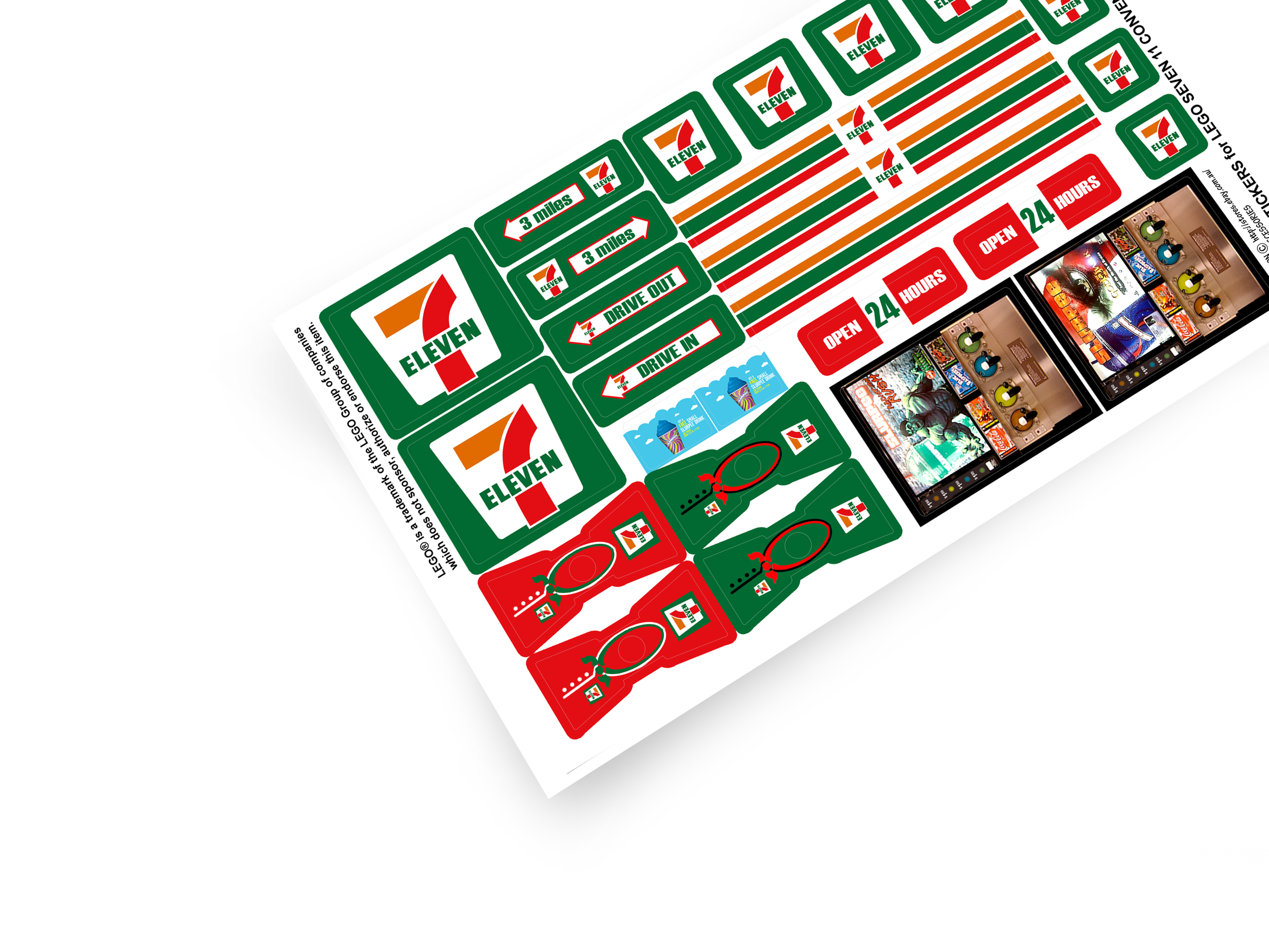 Lego stickers for 7-Eleven convenience store