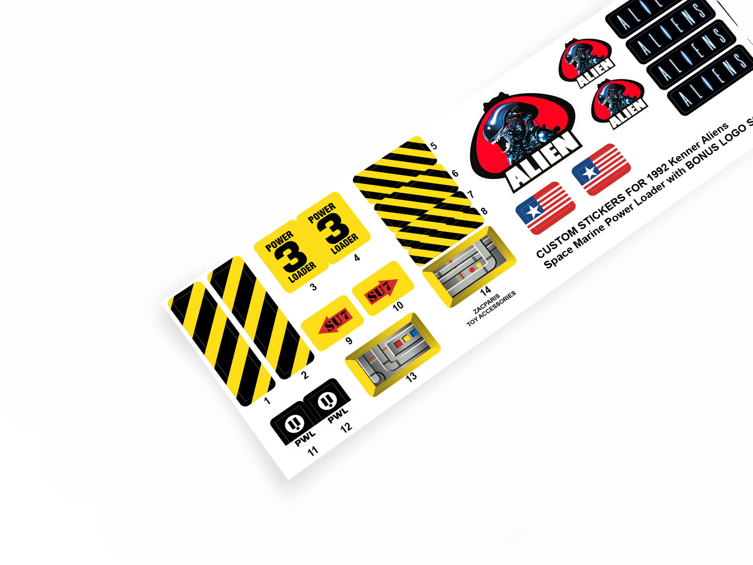 Kenner Aliens 1992 Power Loader Space Marine stickers