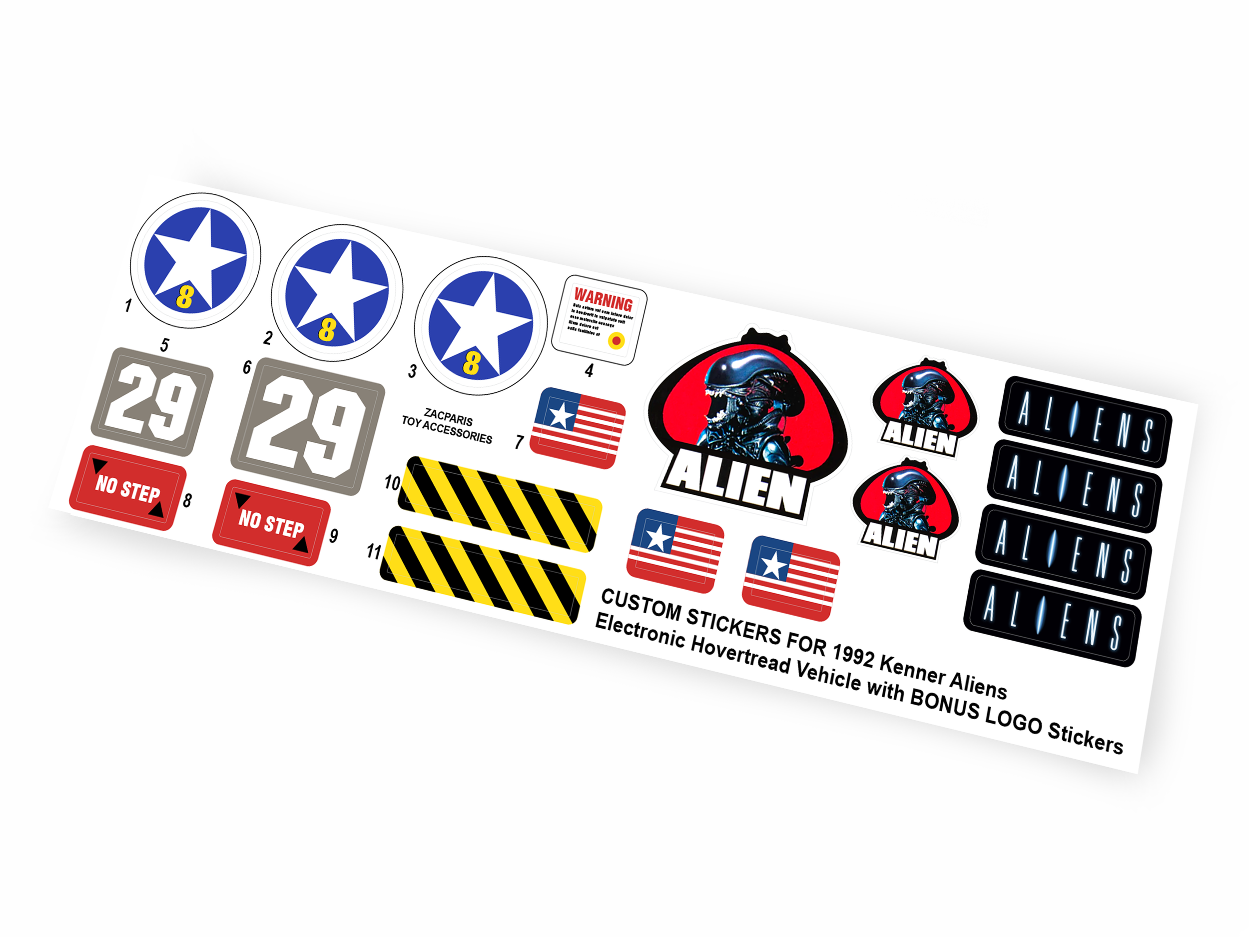Kenner Aliens 1994 Hovertread stickers