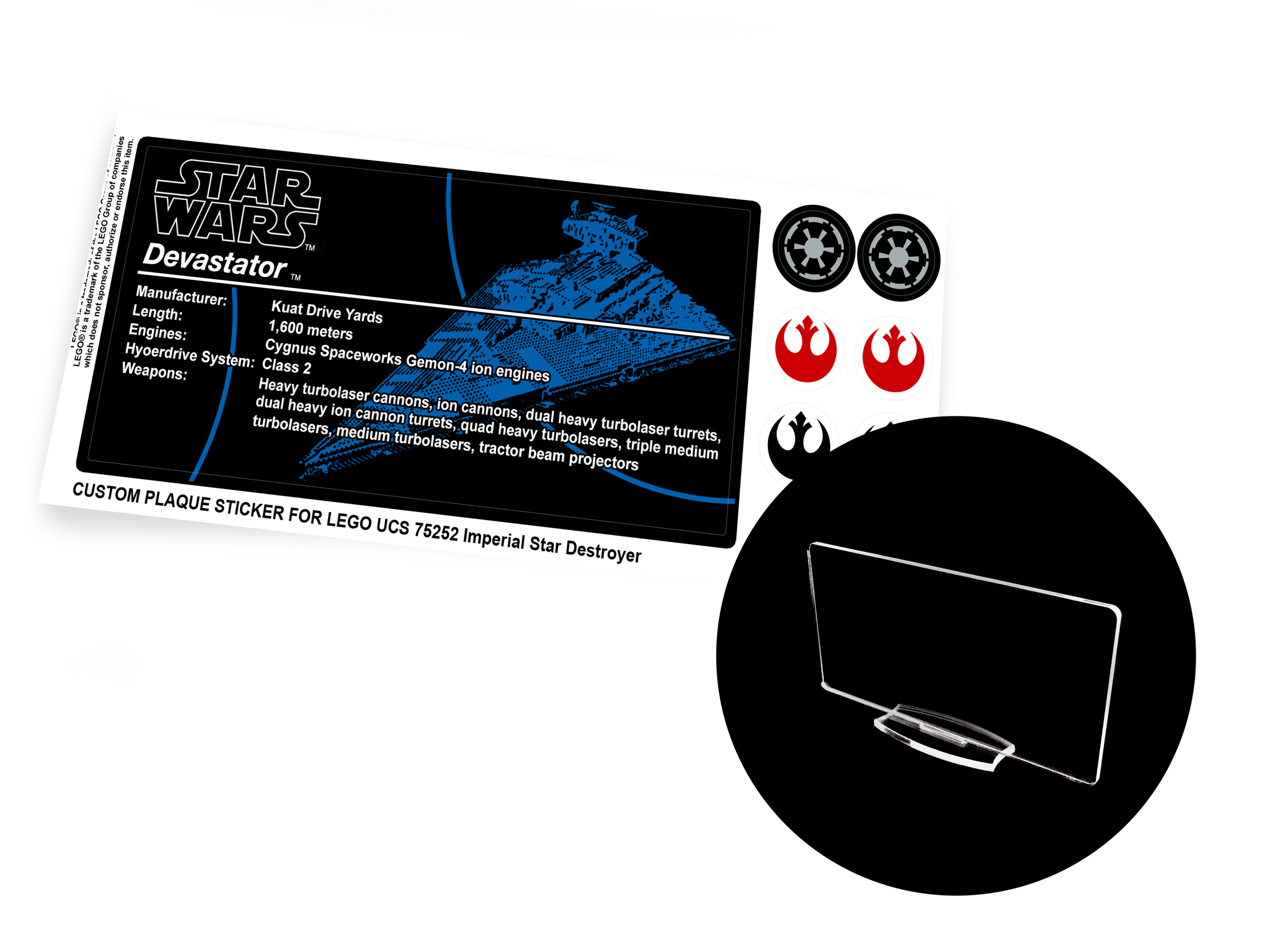 Lego 75252 Imperial star destroyer stickers