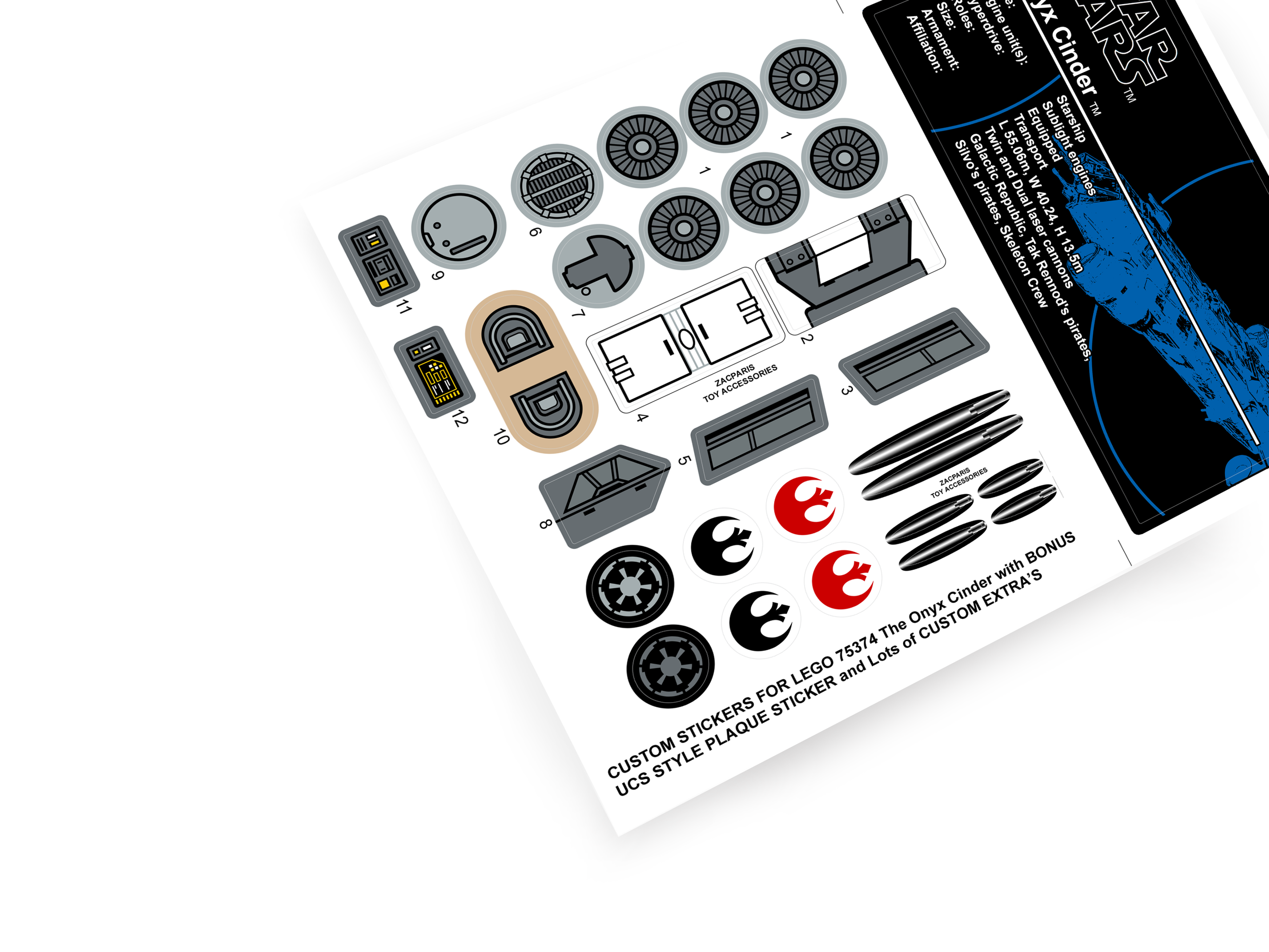 Lego 75374 The Onyx Cinder stickers