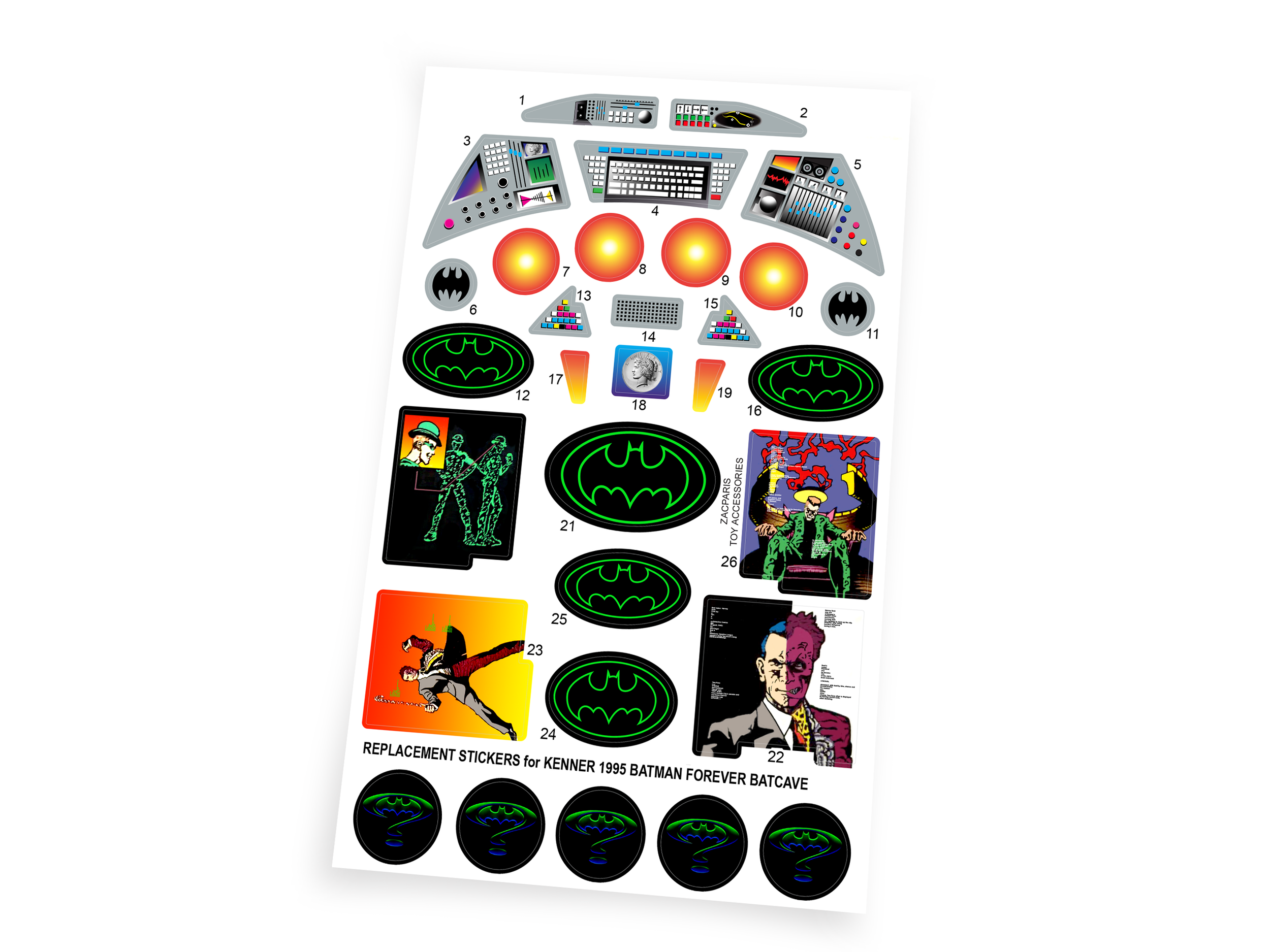 Kenner 1995 Batman Forever Batcave stickers