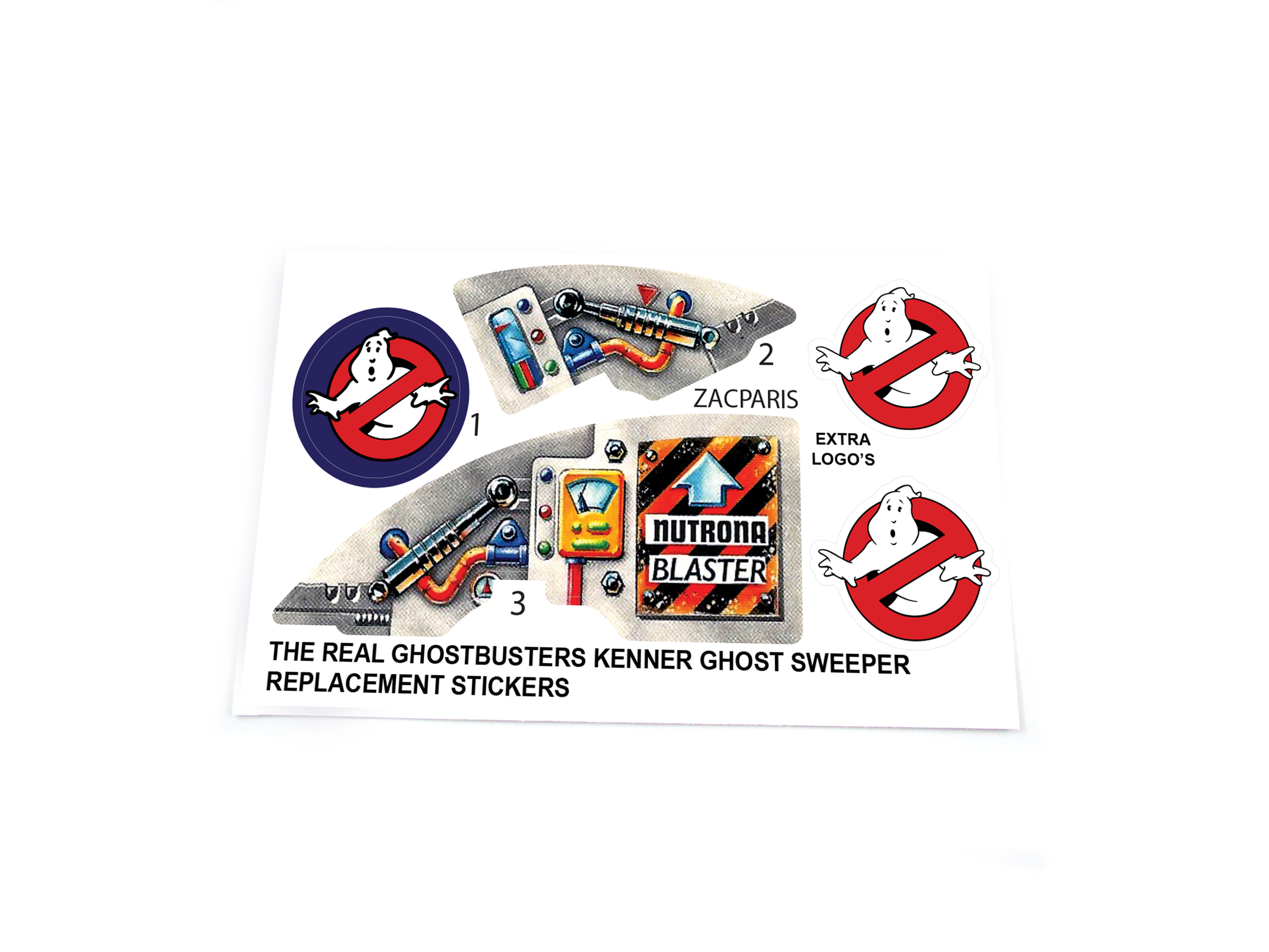 Kenner 1989 The Real Ghostbusters Ghost Sweeper stickers
