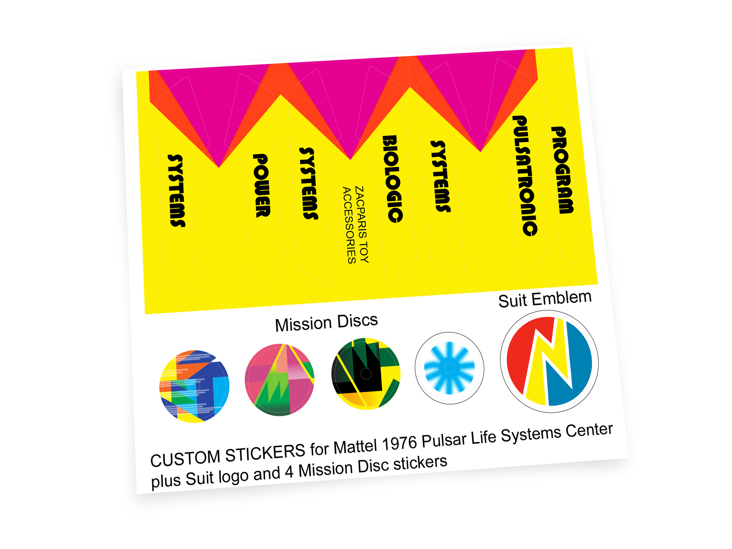 Mattel 1976 Pulsar Life Systems Center stickers
