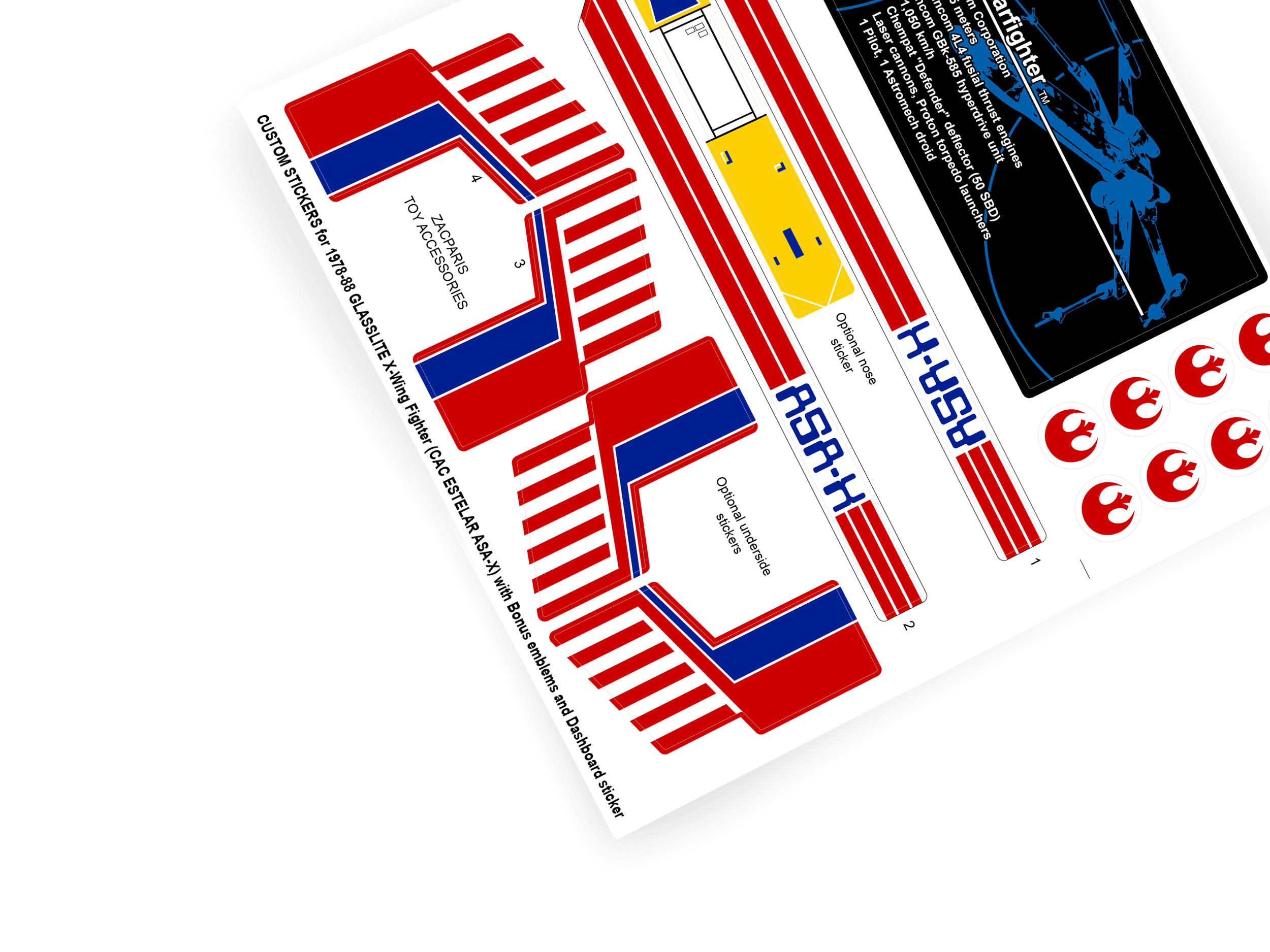 Star Wars Glasslite X-Wing xwing stickers CACA ESTELAR ASA-X