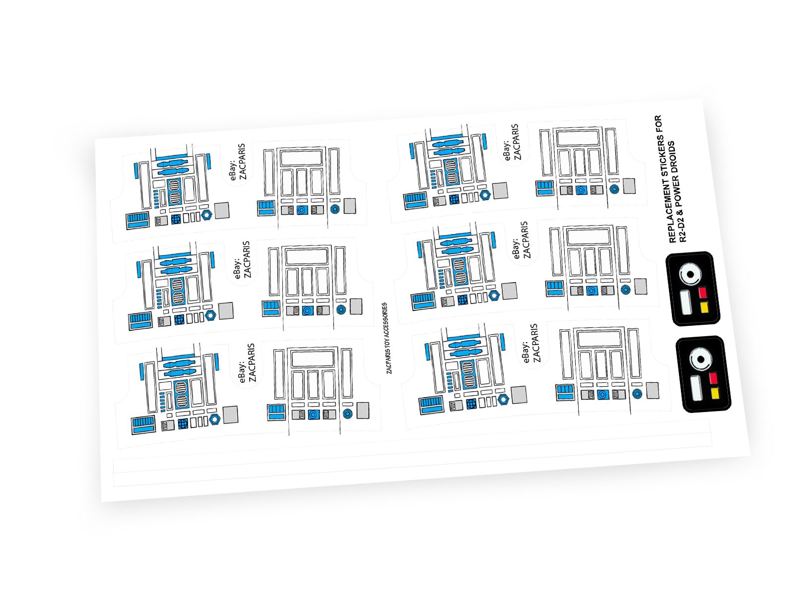 Star Wars Kenner R2-D2 R2D2 Power Droid stickers