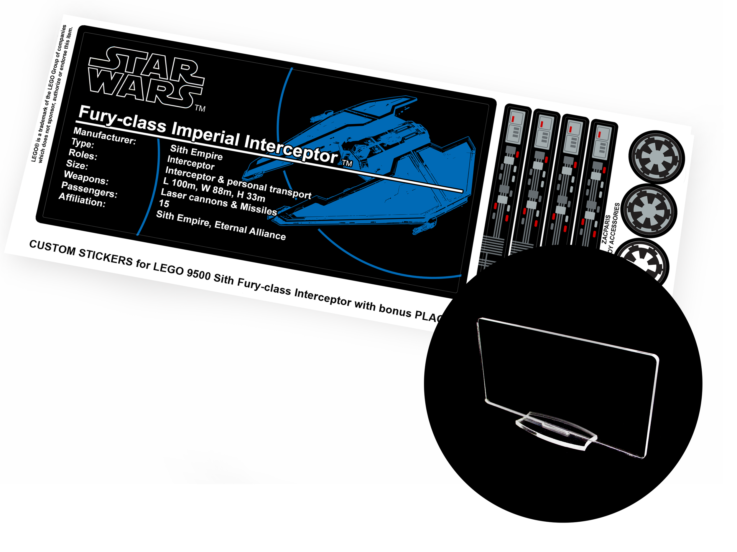 Lego 9500 Sith Fury-Class Interceptor stickers