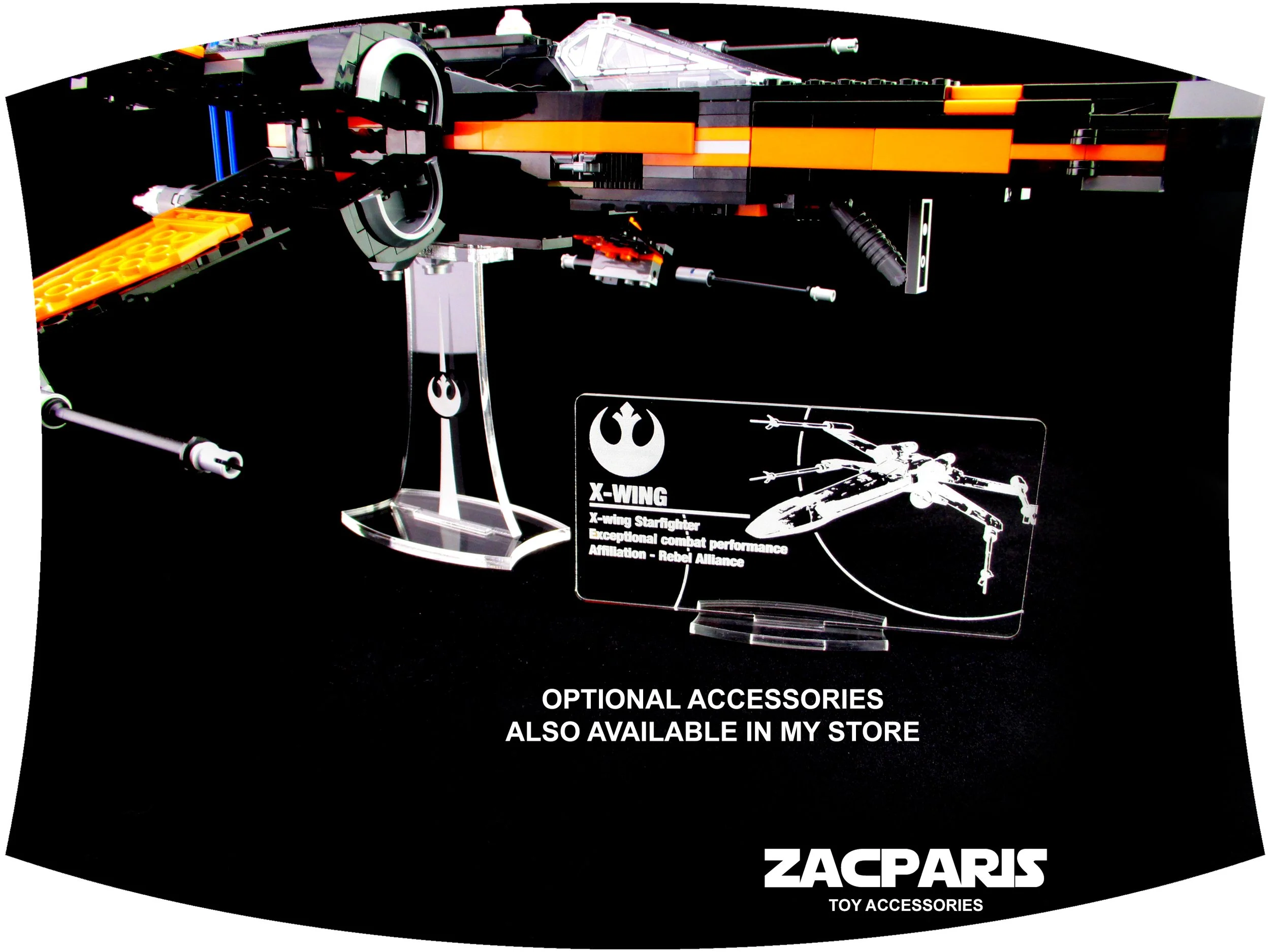 DISPLAY STAND for Star Wars Lego 75149 75102 Poe's X-Wing Fighter