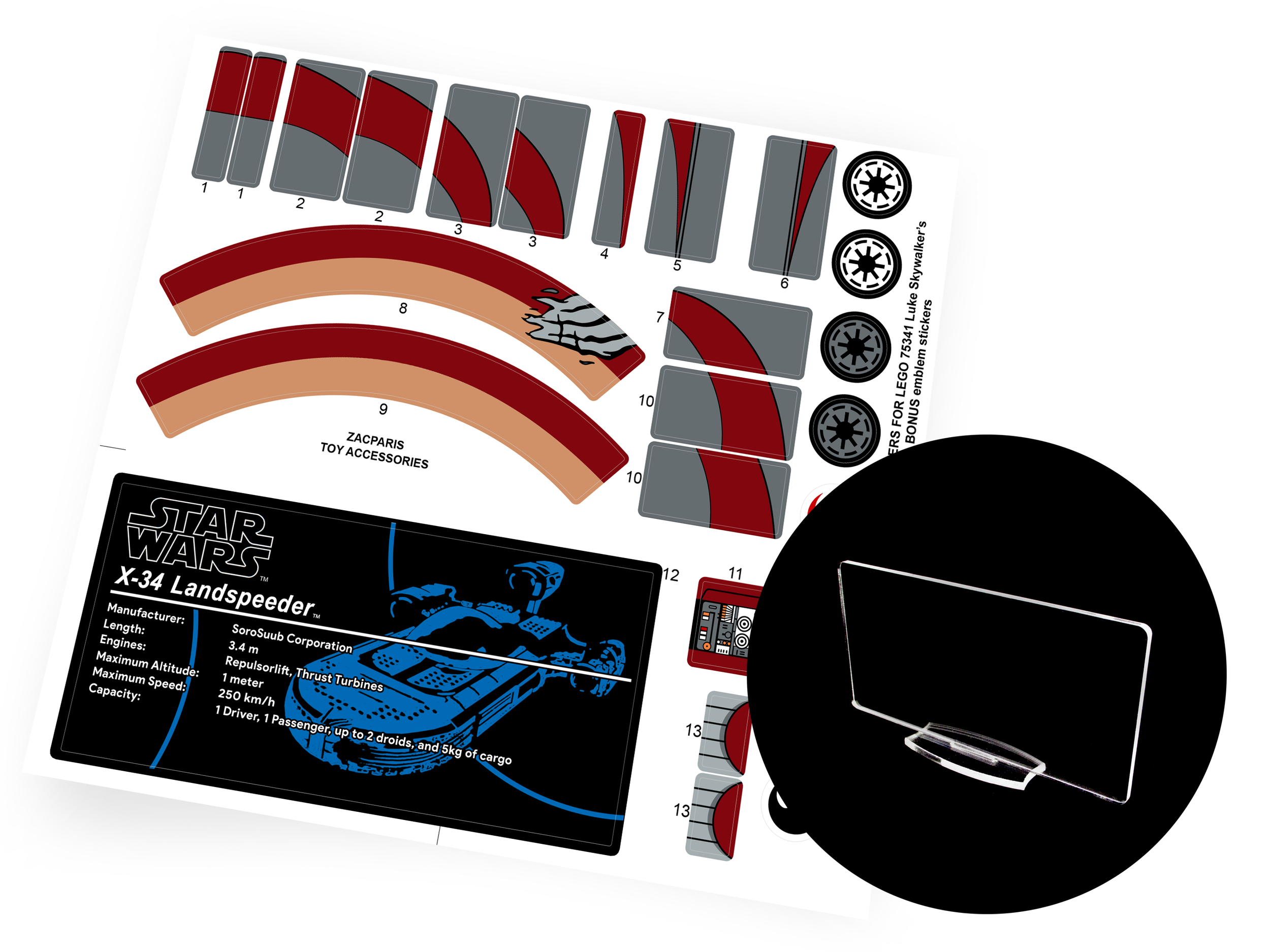 Lego 75341 Luke Skywalker's Landspeeder stickers