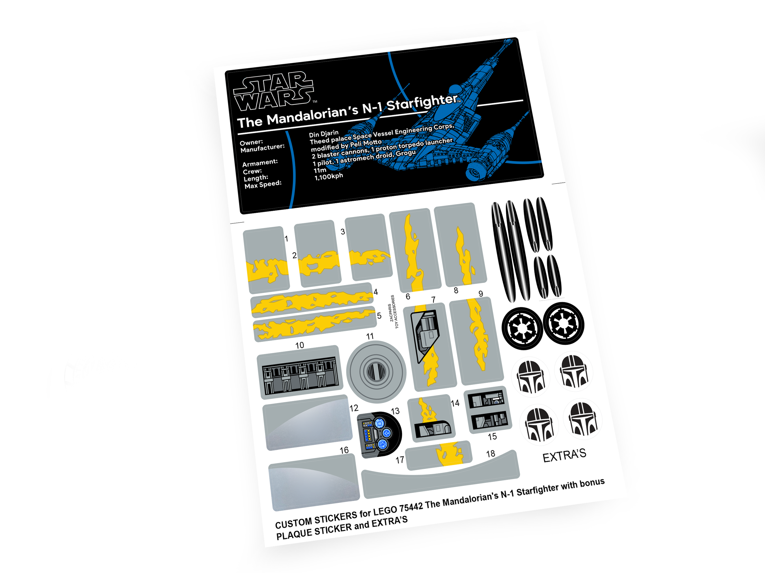 Lego 75442 The Mandalorian's N-1 Starfighter sticker