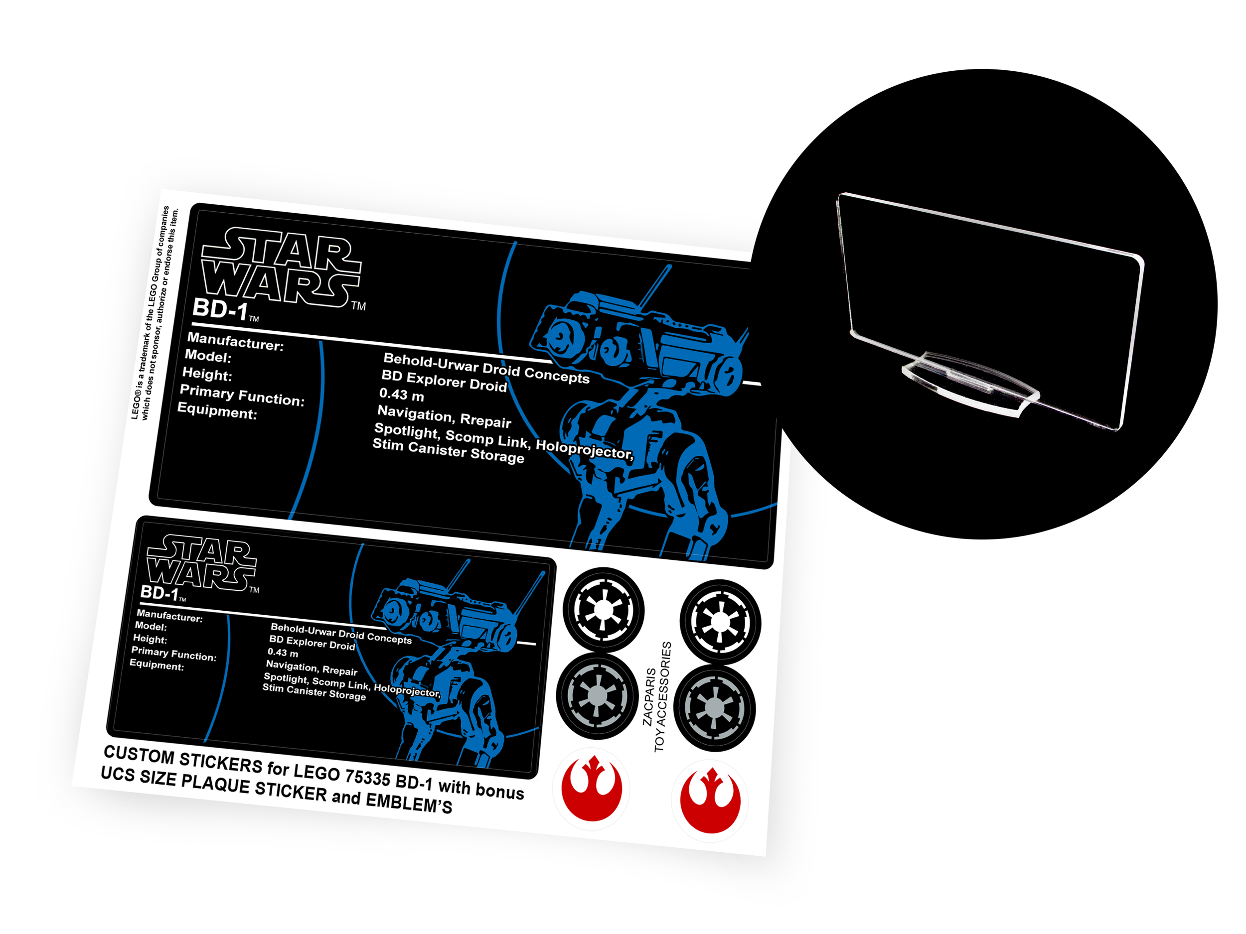 Lego 75335 BD-1 stickers