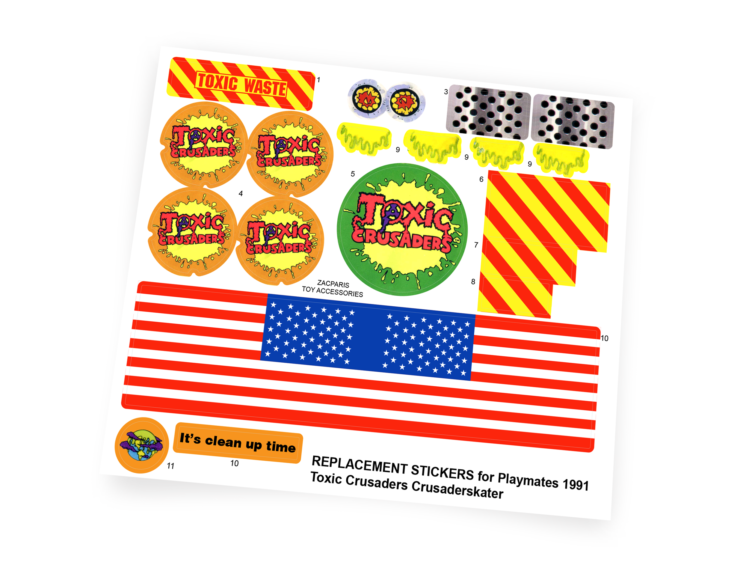 Playmates 1991 Toxic Crusaders Crusaderskater stickers