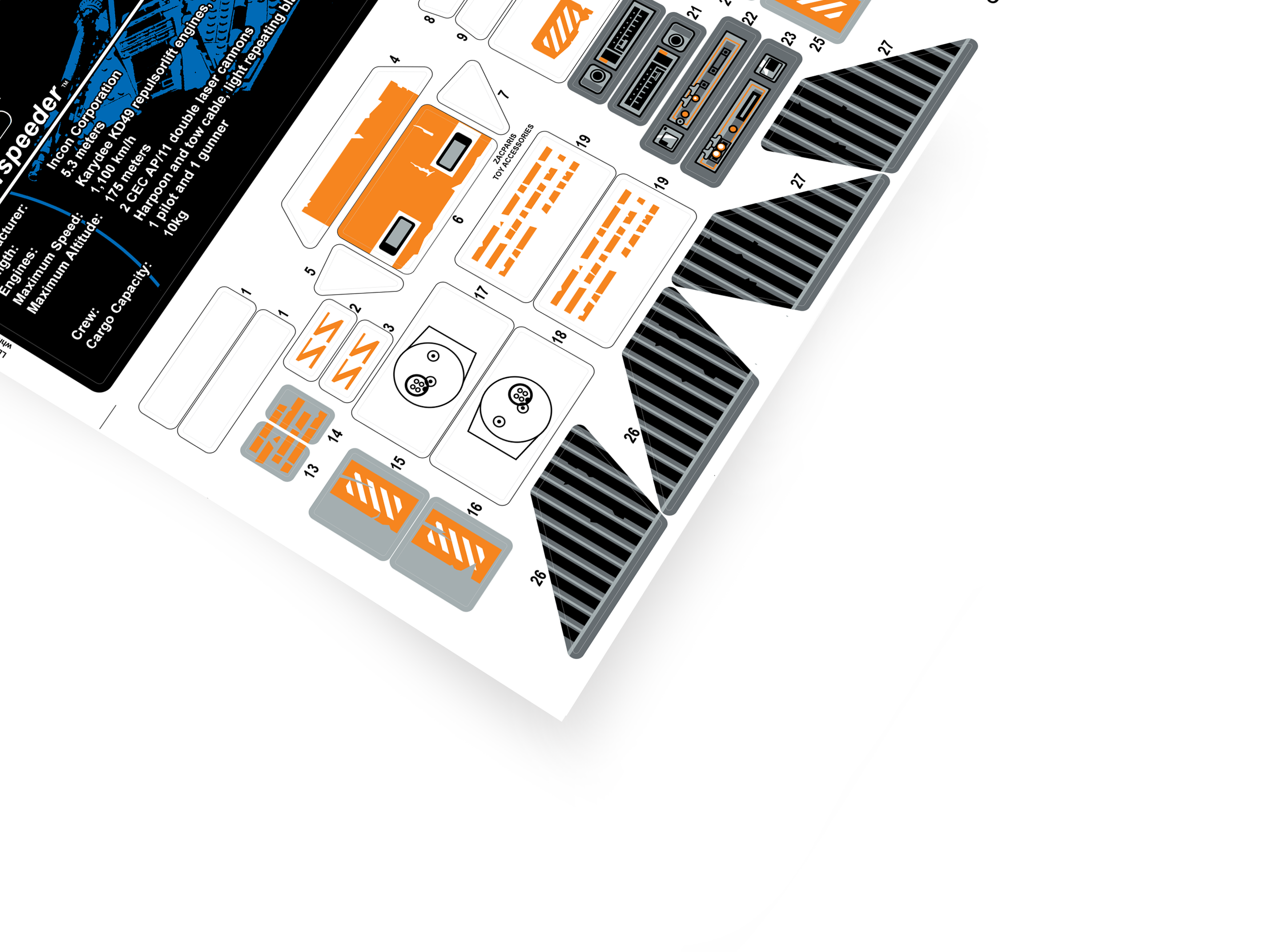 Lego 75144 Snowspeeder stickers