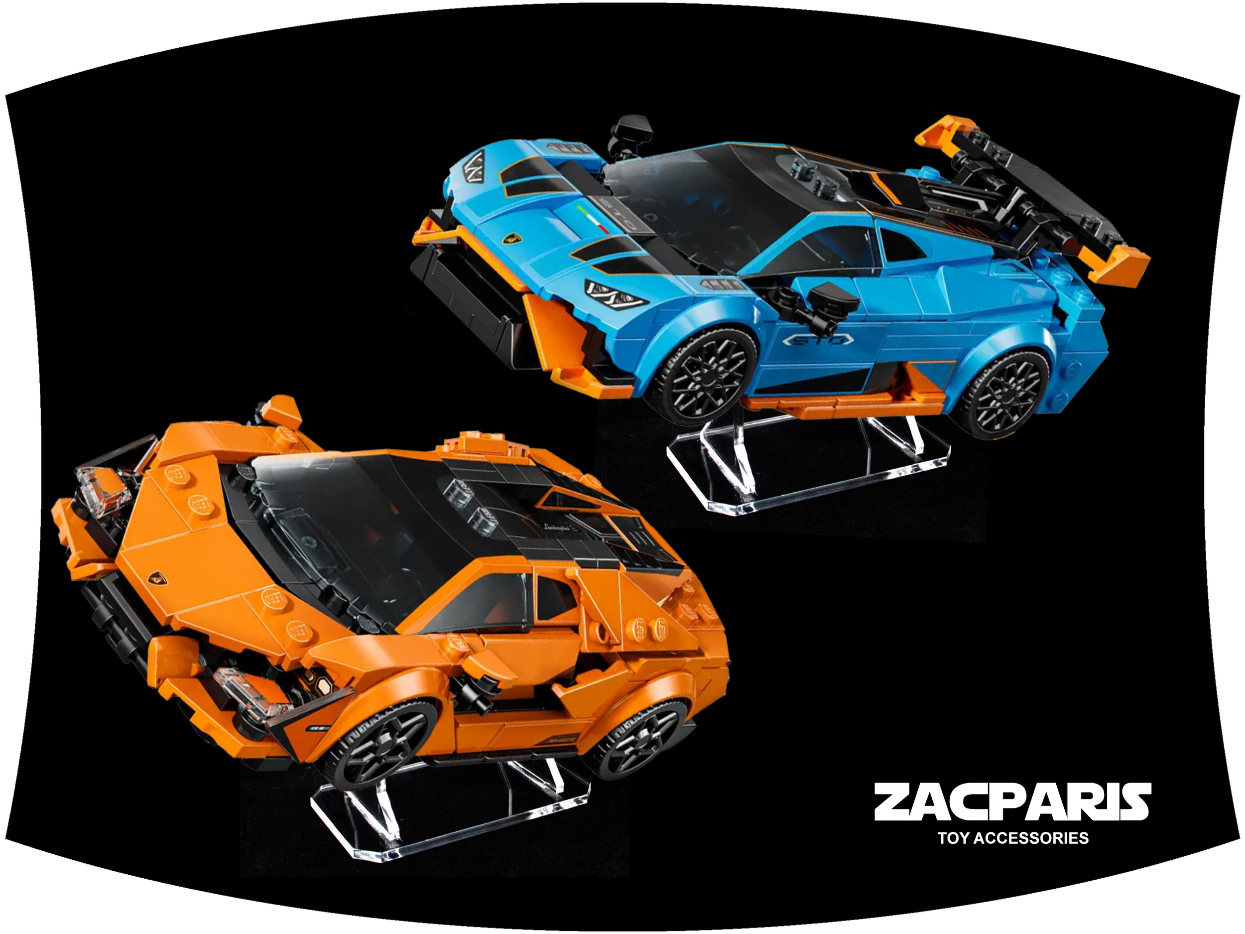 2 X DISPLAY STANDS for Speed Champions Lego 77238 Lamborghini Revuelto & Huracán STO