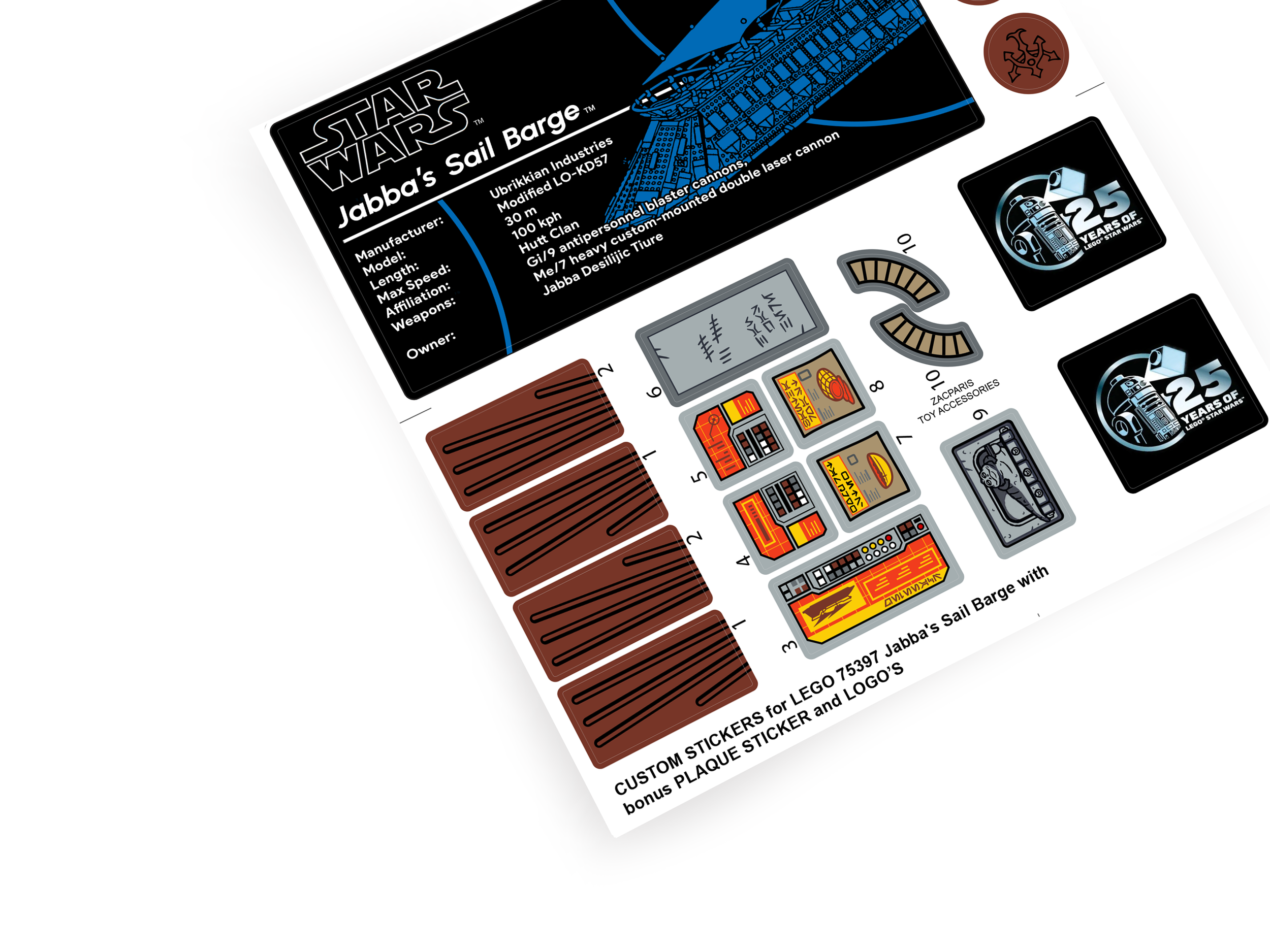 Lego 75397 Jabba's Sail Barge stickers