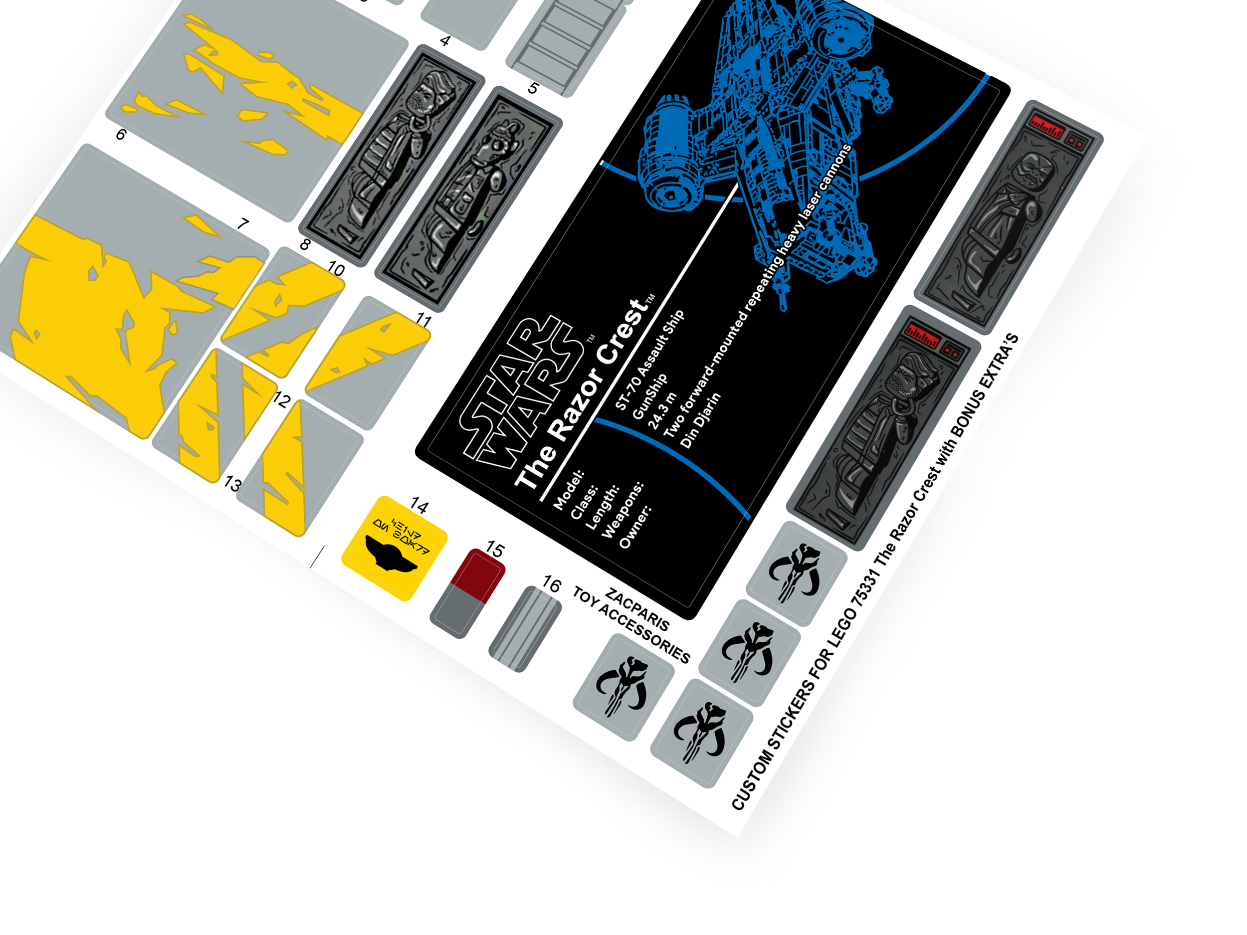 Lego 75331 The Razor Crest stickers