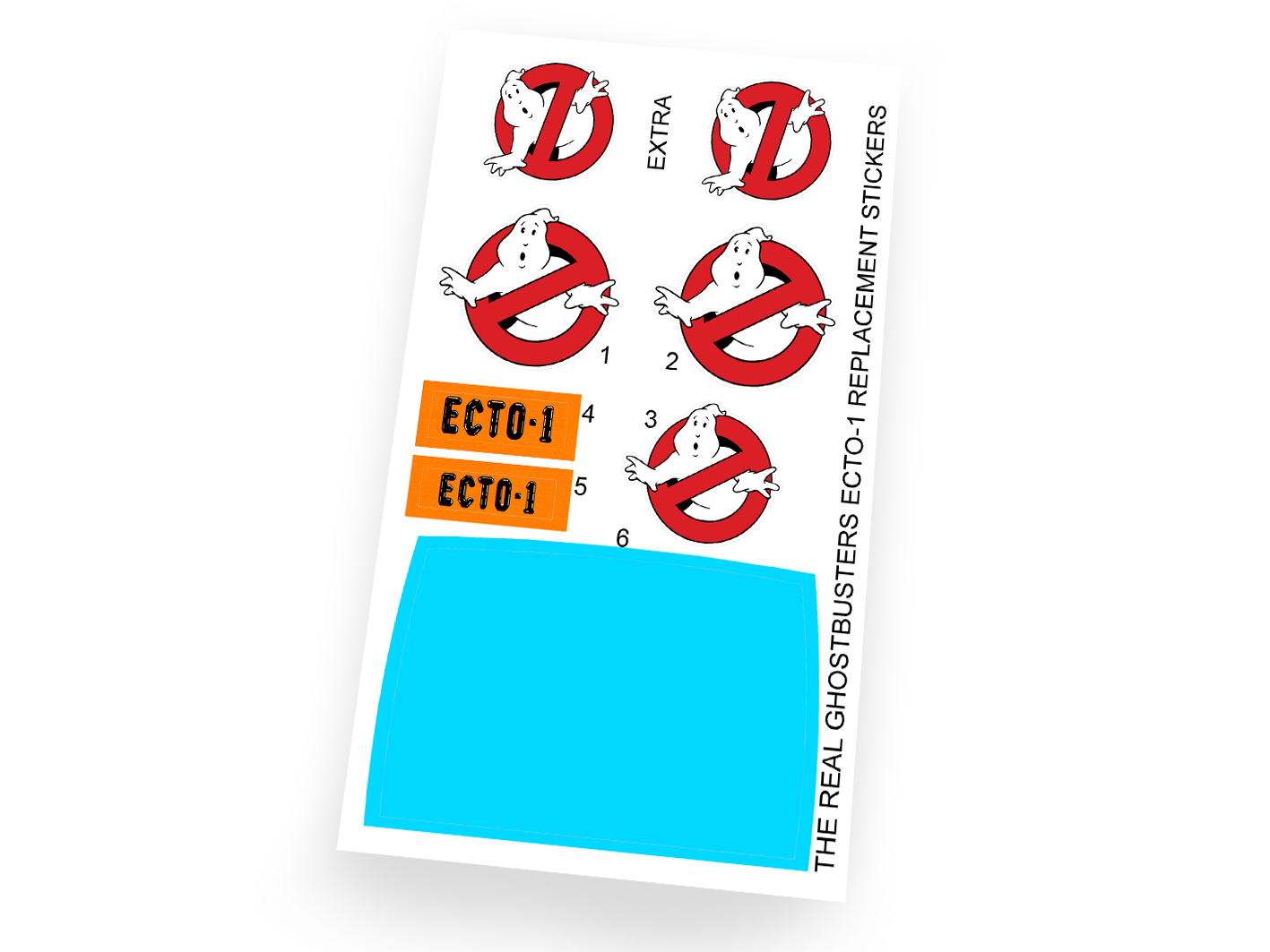 Kenner 1987 The Real Ghostbusters Ecto-1 stickers