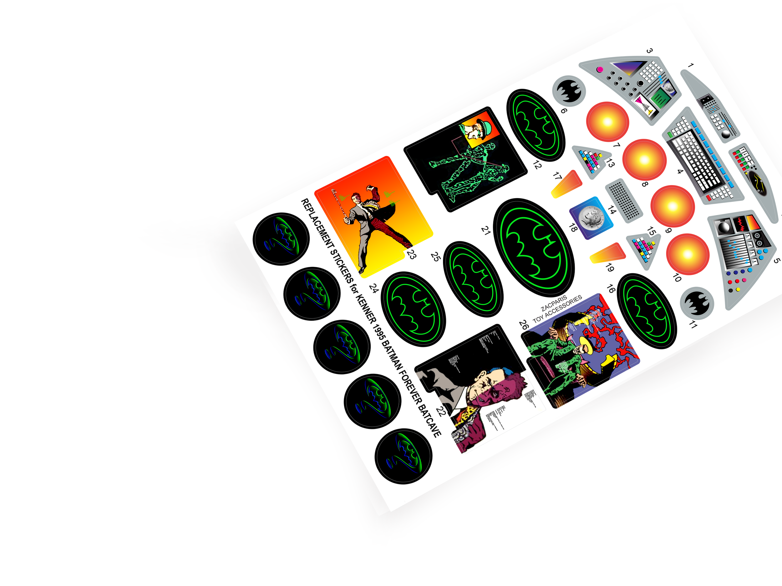 Kenner 1995 Batman Forever Batcave stickers
