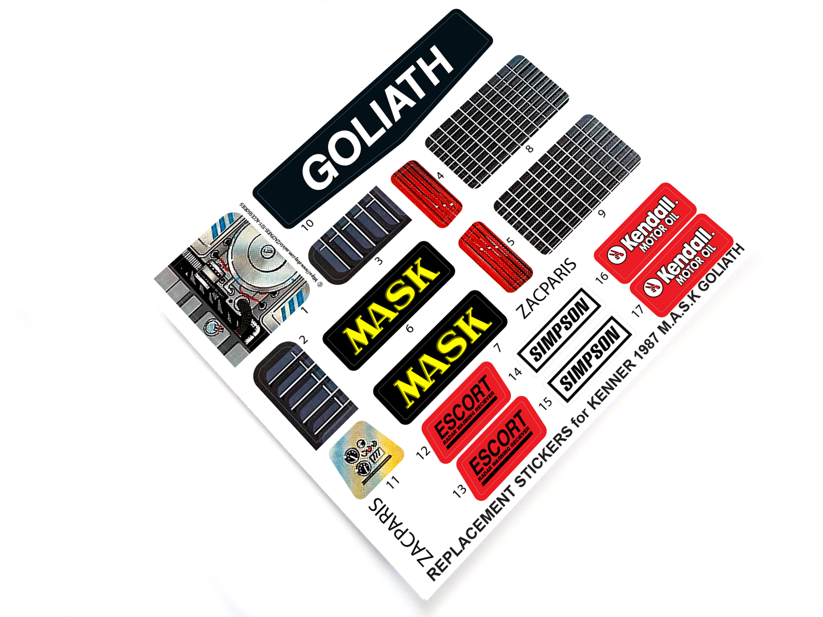 Kenner 1987 M.A.S.K Goliath stickers